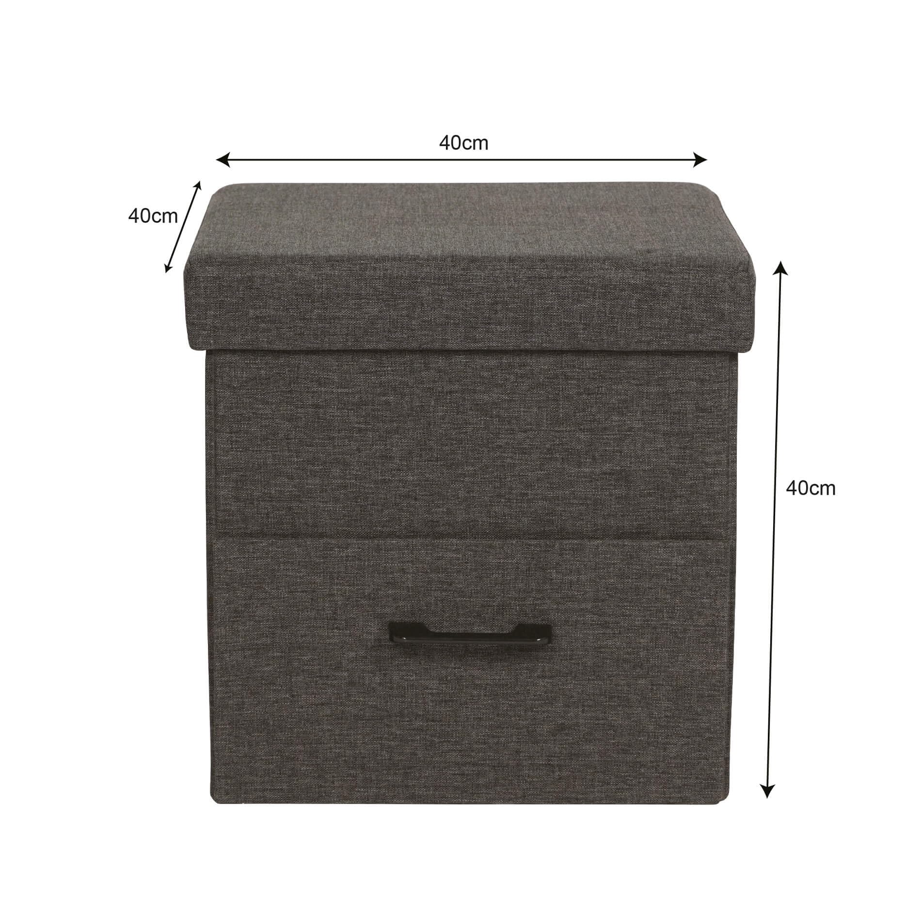 Rebecca Mobili Pouf de Rangement avec Tiroir, Gris Foncé, Structure en Bois MDF, Style Moderne – Dimensions HxLxP : 40 x 40 x 40 cm – Art. RE7242