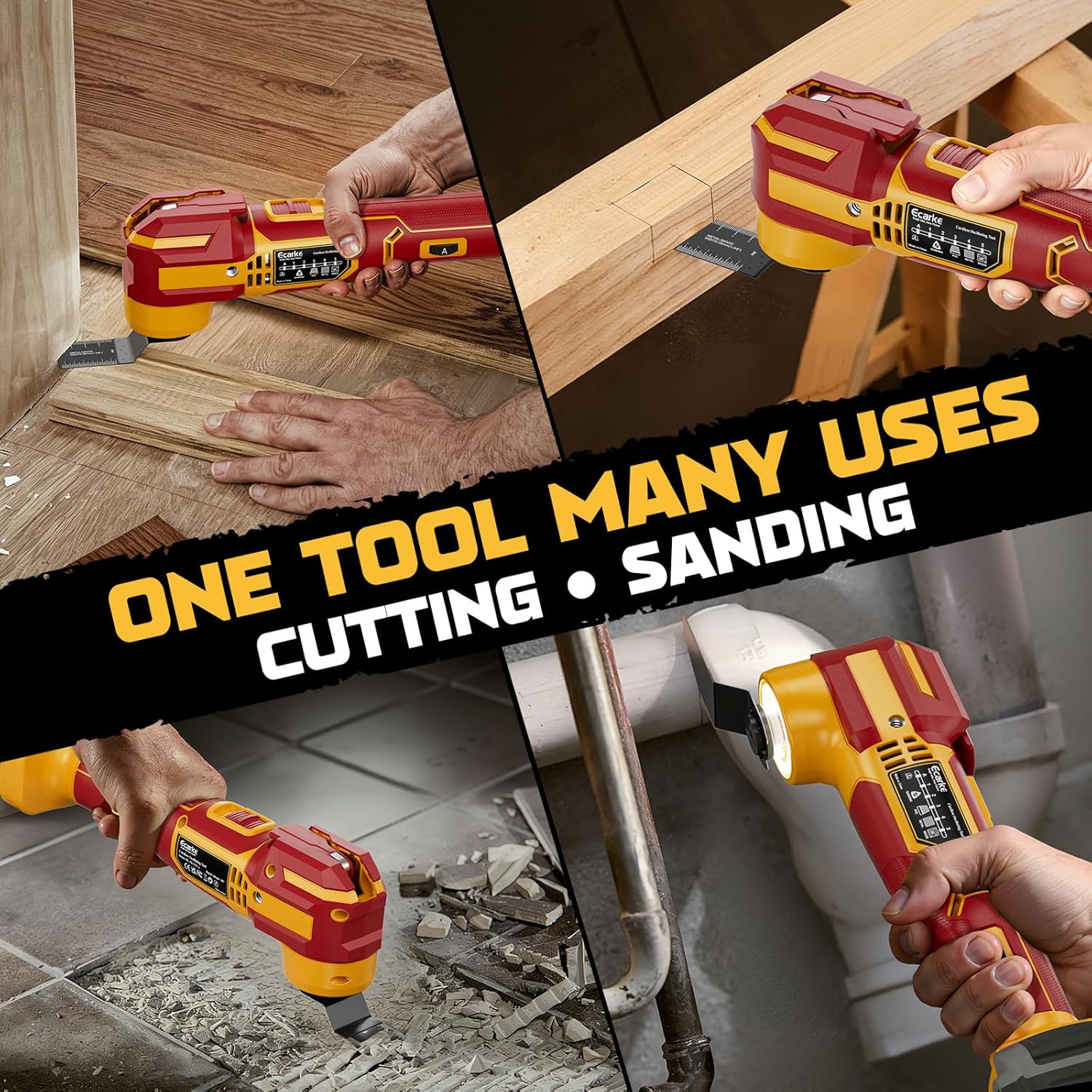 Oscillating Multi-Tool Cordless Compatible with DeWalt 20V Battery, 6 Variable Speeds 21000 OPM Brushless Motor Multitool,4.5°Swing,Fast Smooth Cutting with LED Light for Scraping, Sanding(Tool Only)