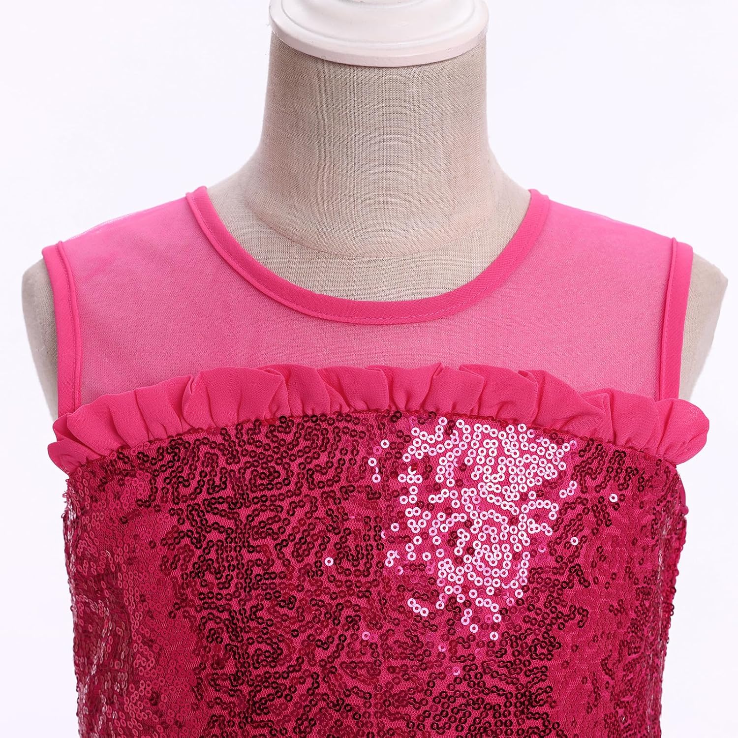 Girl Sparkly Sequins Tulle Dress Ruffle Tween Pageant Formal Prom High-Low Outfits Glitter Fancy Grad Easter Dresses - Image 2