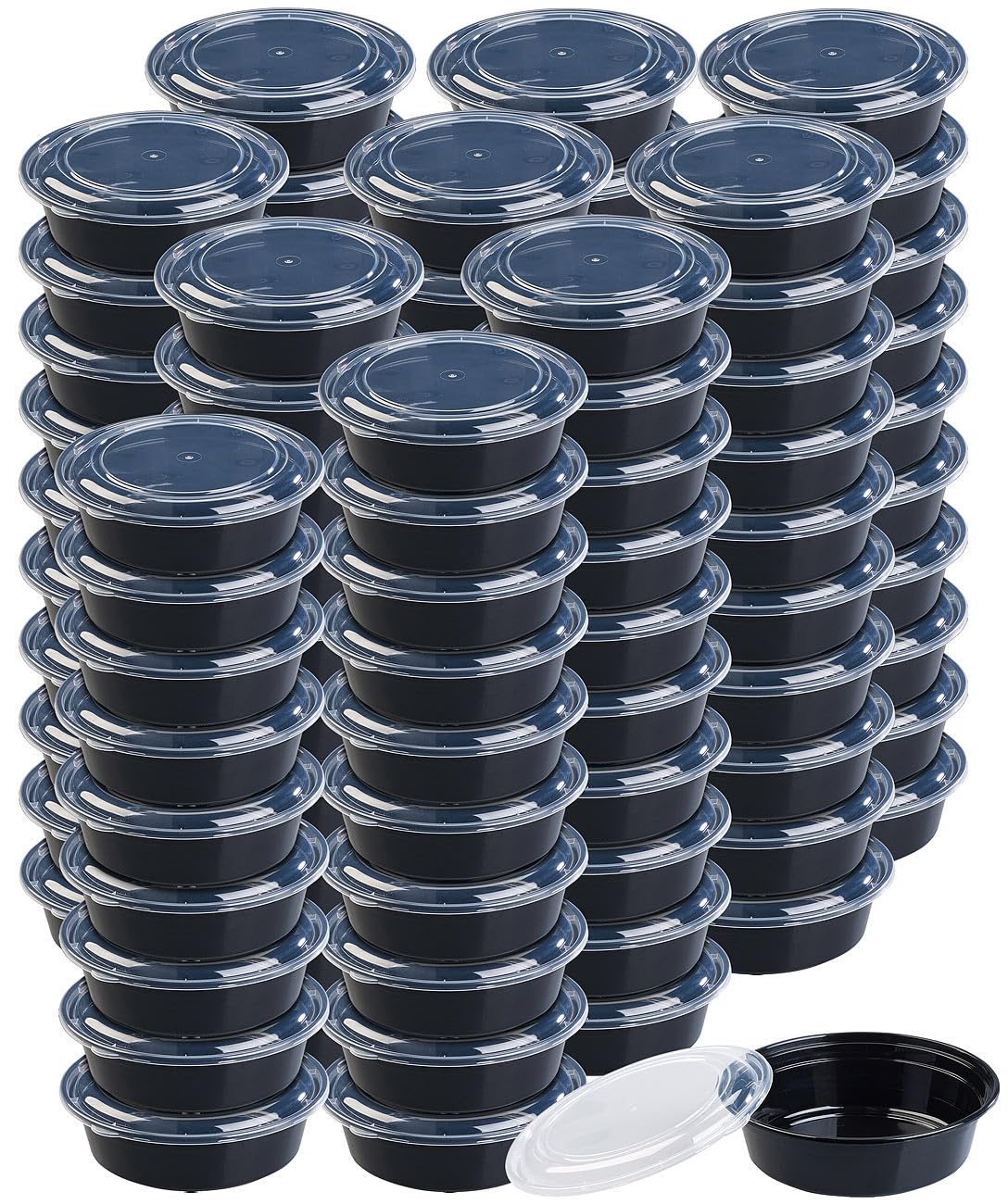 Rosenstein & Söhne Lunchbox-Set: 100er-Set Lebensmittel-Boxen mit Deckeln, 900 ml, rund (Frühstückdose, Boxen mit Trennfächern, Frischhaltedosen)