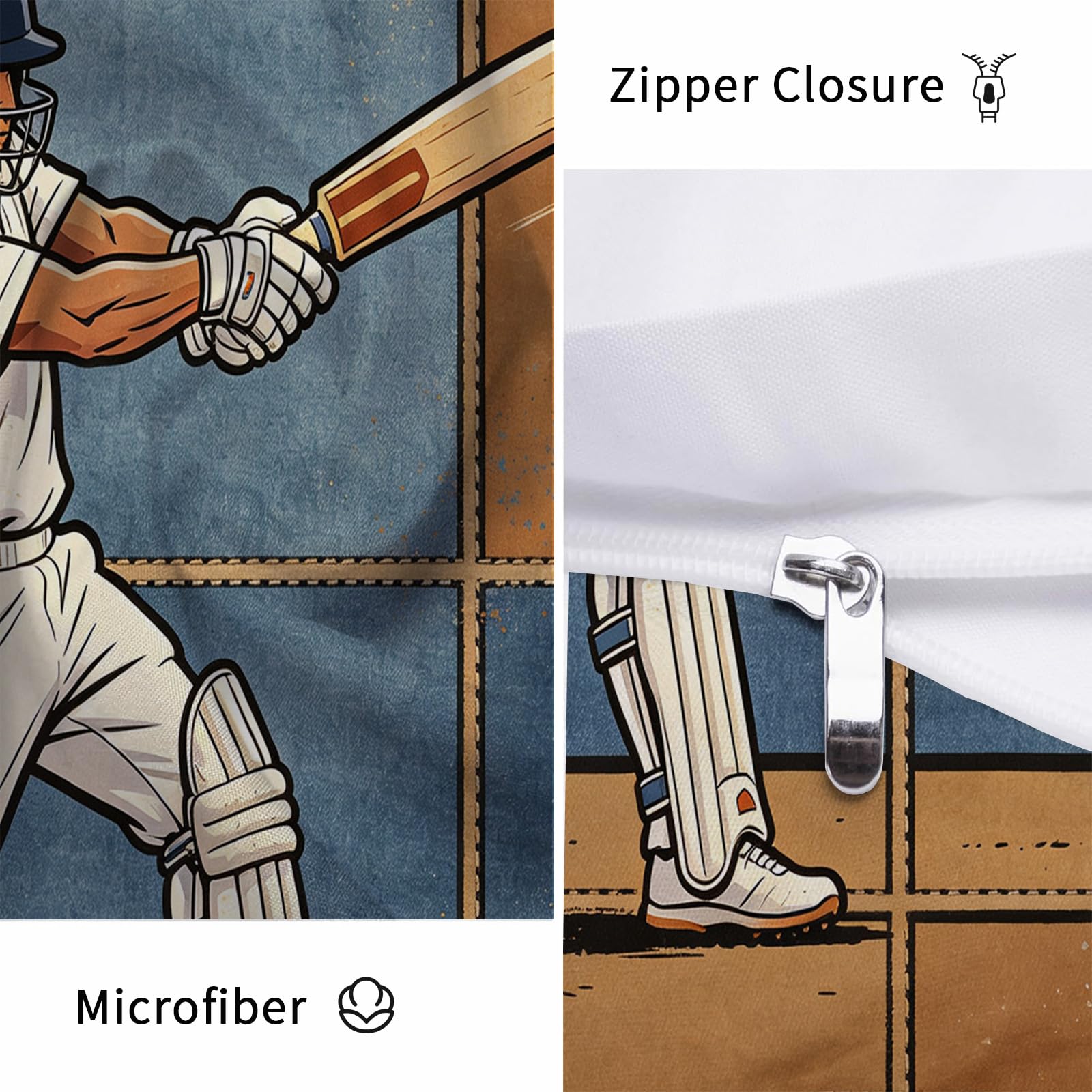 Set Copripiumino Una Piazza e Mezza Giocatore Di Cricket