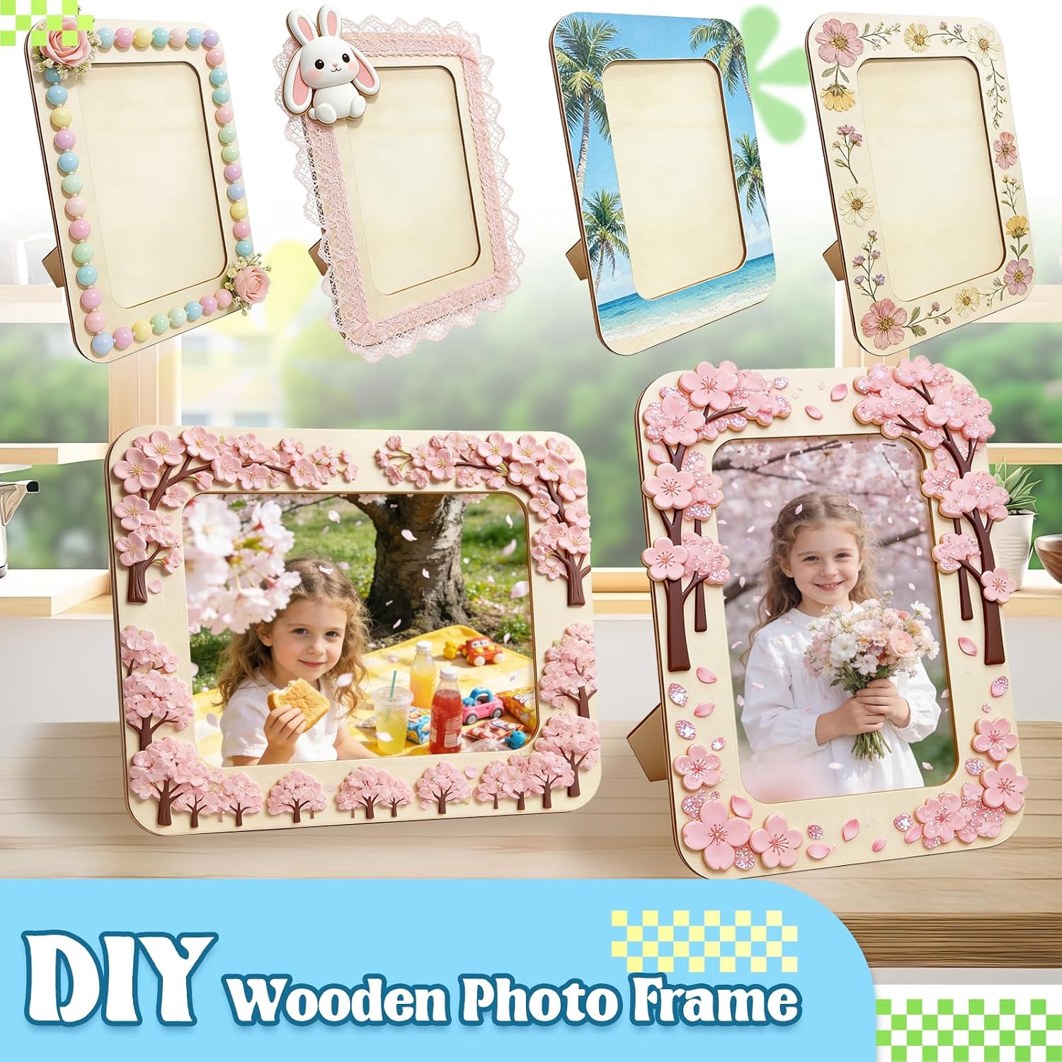 16 Pack Wooden Picture Frames Bulk,DIY Unfinished Wooden Frames for Crafts,Wood Frame for 4" x 6" Photos for Mother's Day Father's Day New Year Gift