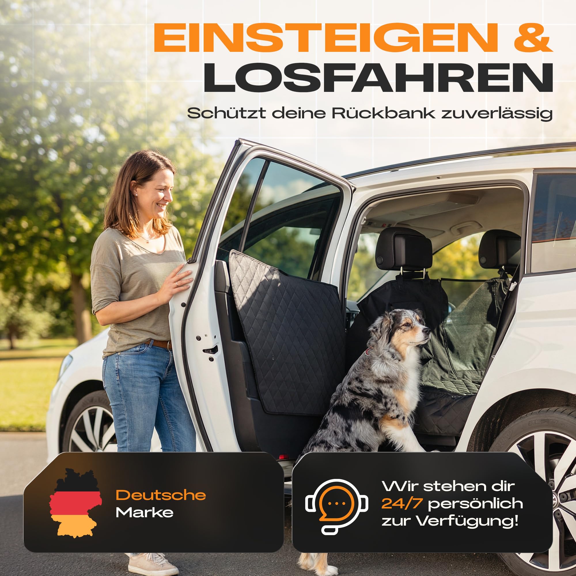 NATURIZ® Hundedecke Auto Rückbank mit Seitenschutz - Hundesitz inkl. Sicherheitsgurt - Hundematte Wasserfest - universal Rücksitzschoner mit Sichtfenster, Dog Car Seat cover, Autoschondecke (Rücksitz)