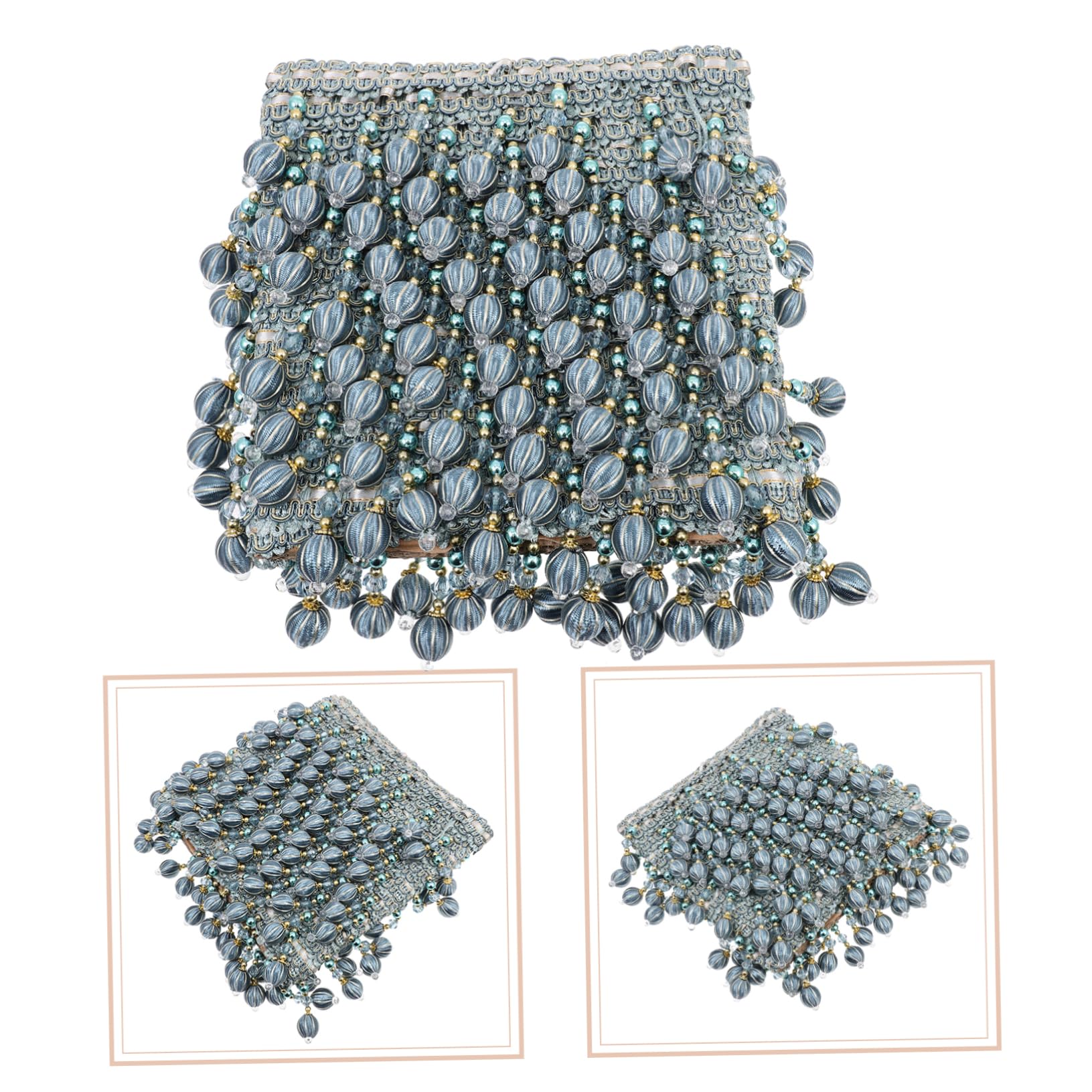 VILLCASE Garniture Perlée à Pompon Franges de Perles pour Loisirs Créatifs Pompon Décoratif Perles Fournitures pour Rideaux et Garnitures