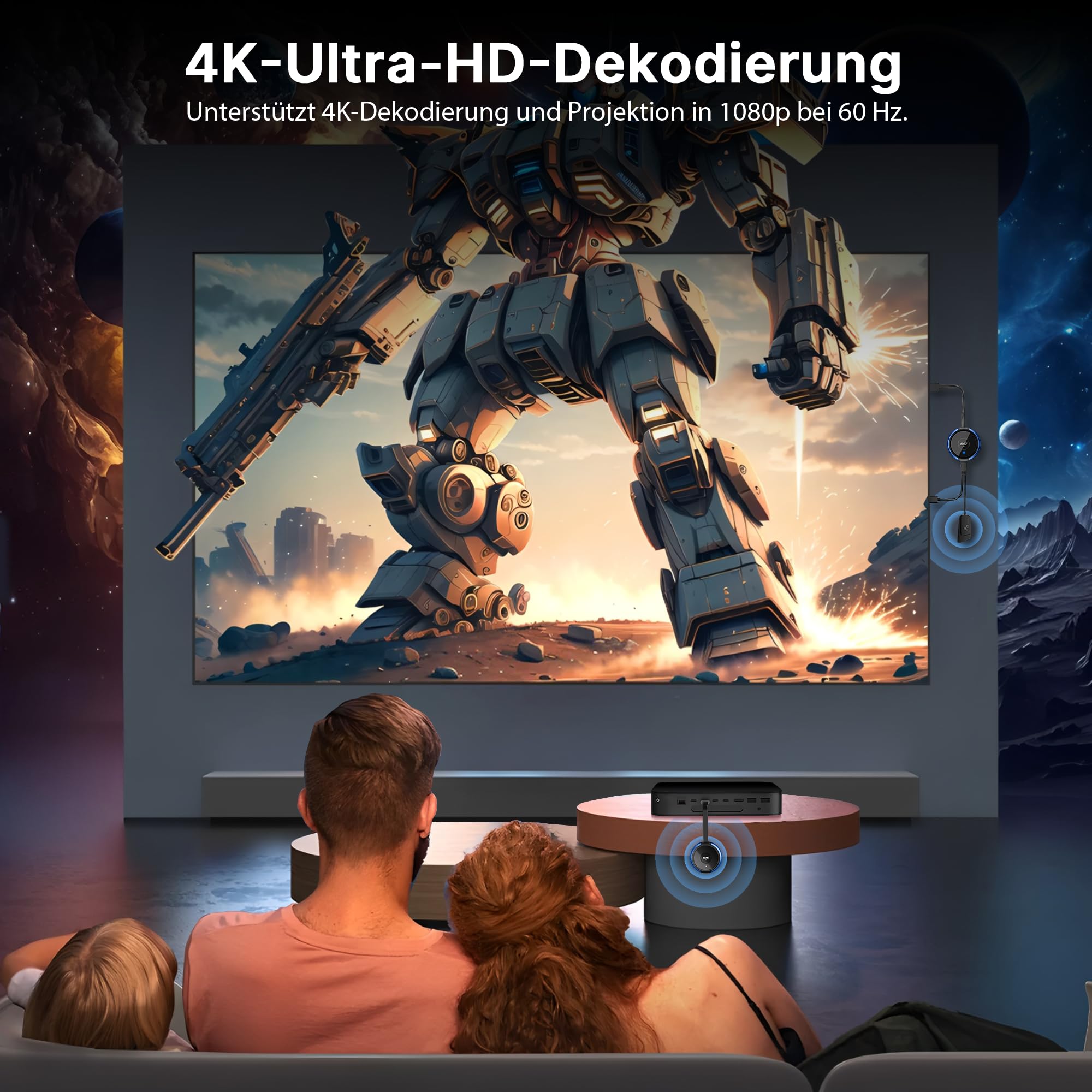AIMIBO Émetteur et récepteur HDMI sans fil - Transmission sans fil HDMI sans fil - Décodage 4K - Transmission sans fil 50 m - Émetteur et récepteur de l'ordinateur portable/TV à la télévision