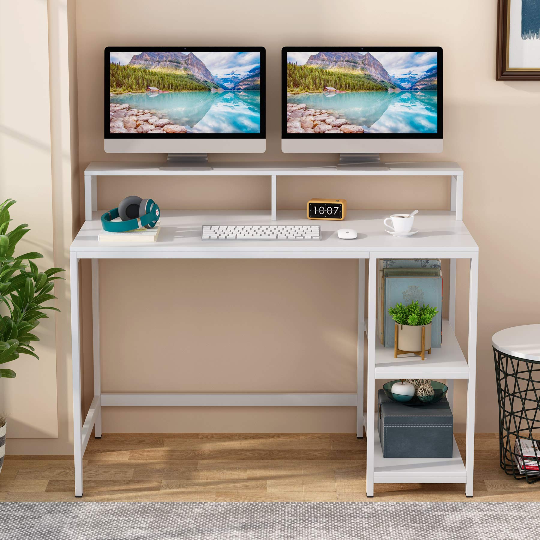 Buy Tribesigns Computer Desk with Monitor Stand, Modern Study Writing Desk PC Laptop Desk for