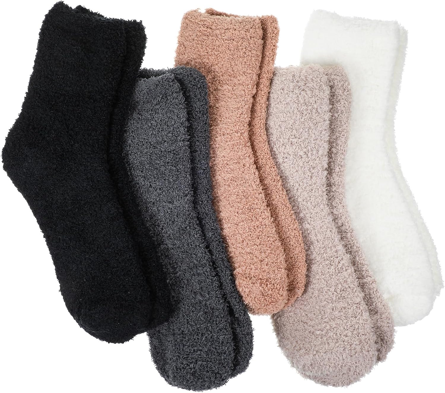 5 Pairs Fuzzy Socks for Women, Cozy Fuzzy Socks for Home Slipper, Microfiber Warm Sock for Sleeping Winter Christmas (Mixed Color)