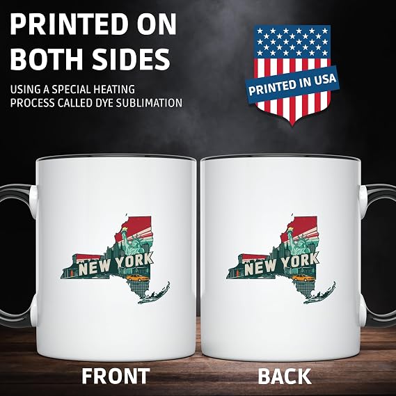 New York Themed Mug Vintage Travel Art USA Souvenir Coffee Cup Gift Idea for Travelers Collectible Drinkware 11oz - 11 Oz. Coffee Mug - CCMUG10773