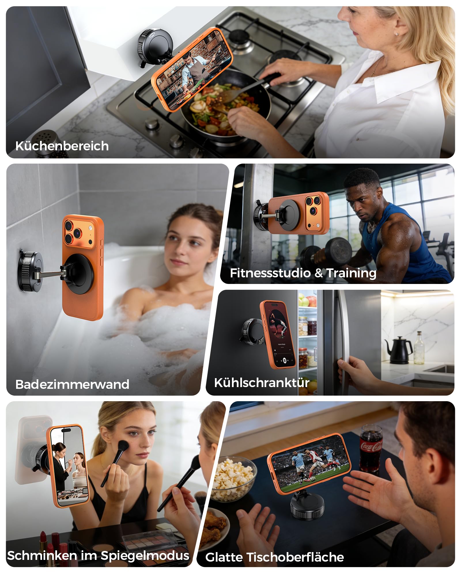 EGV Handyhalterung Auto Magnet – Upgraded Vakuum Saugnapf KFZ Magnethalterung, 360°Drehbar, Kompatibel mit MagSafe-Geräten, Autohalterung für iPhone & Alle Smartphones, Schwarz - 3
