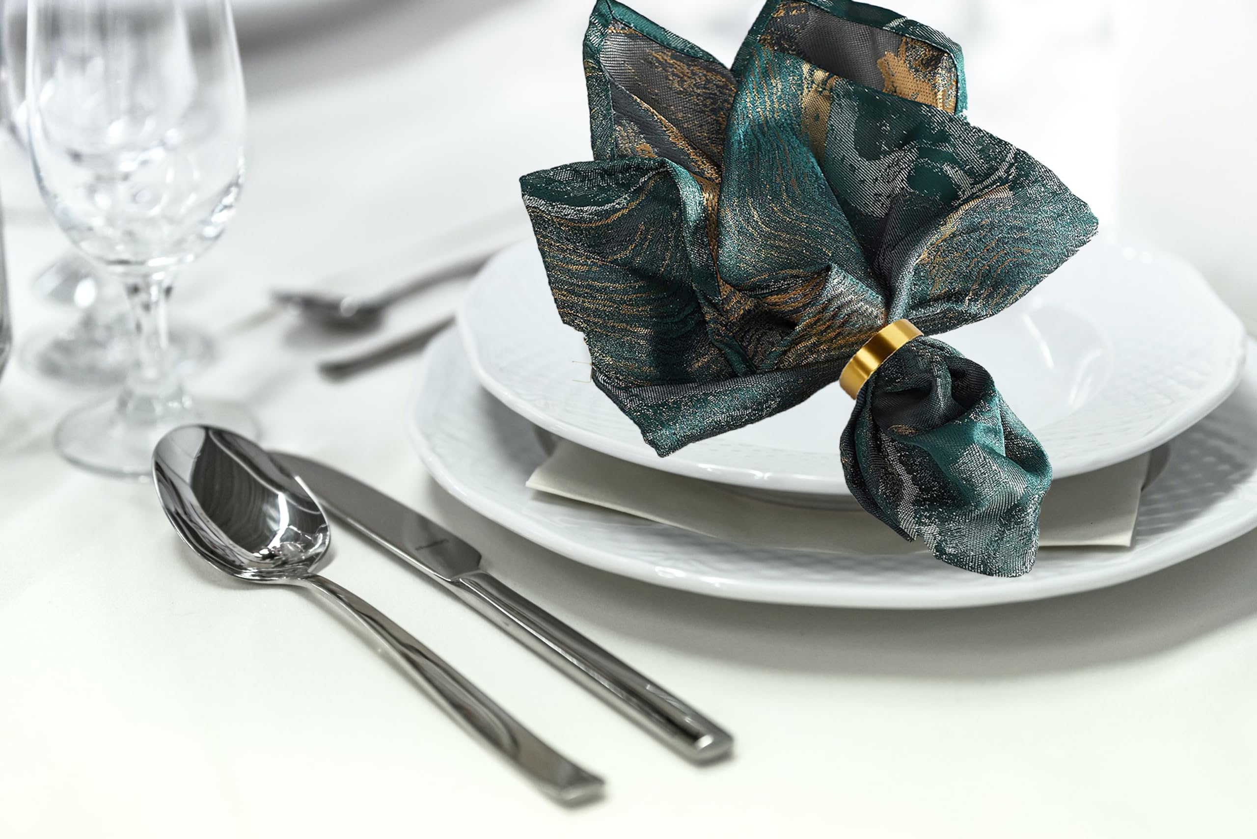 Lot de 80 ronds de serviette dorés en acier inoxydable pour table de mariage, fête de Noël, dîner