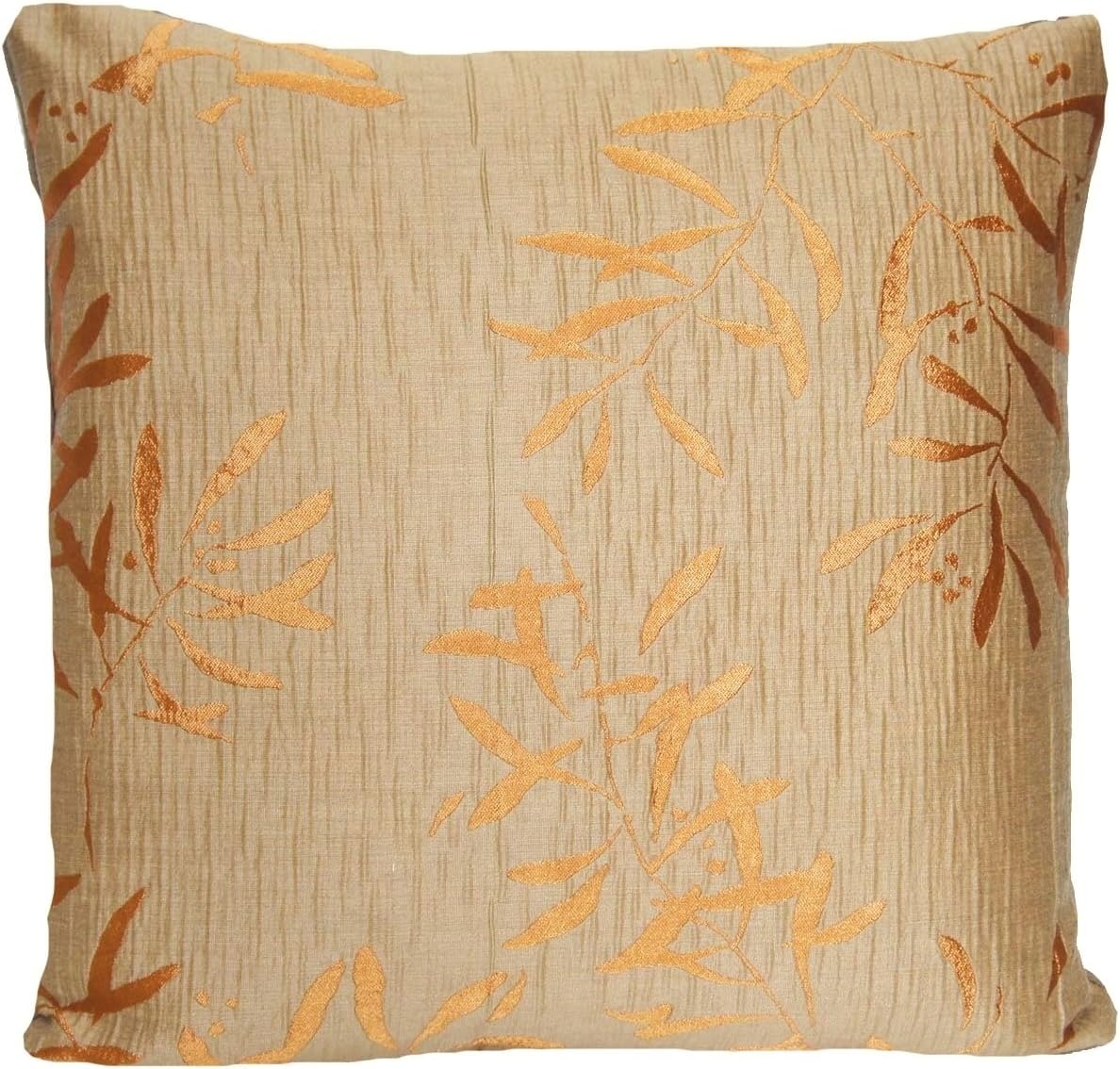 Bronze & Beige Leaf Decor Pillow Throw Case Asian Style Pattern Cushion Cover Johannes Wellmann