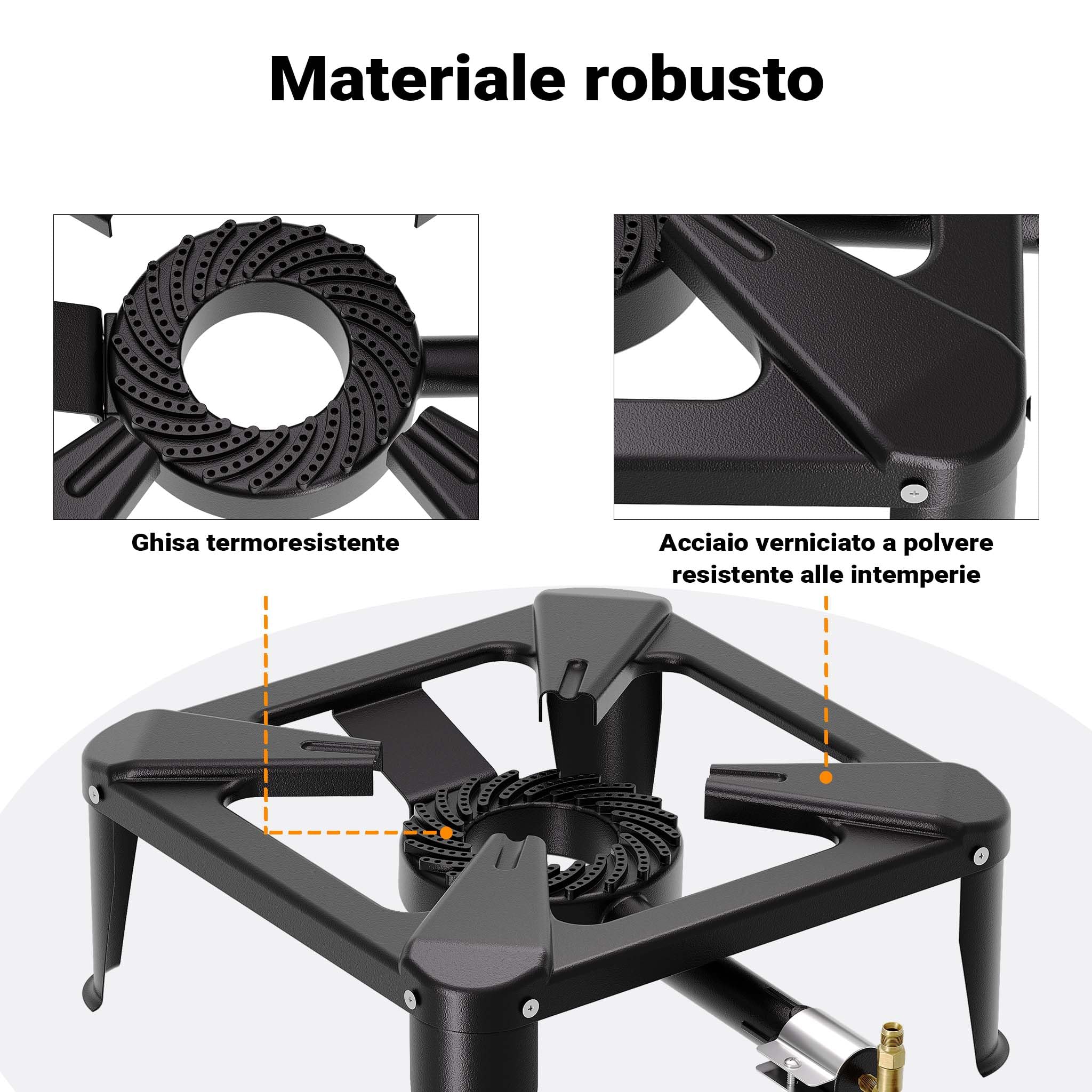Wiltec Fornello a gas da esterno 450 g/h 7 kw Per campeggio e outdoor Alimentato a gas propano/butano