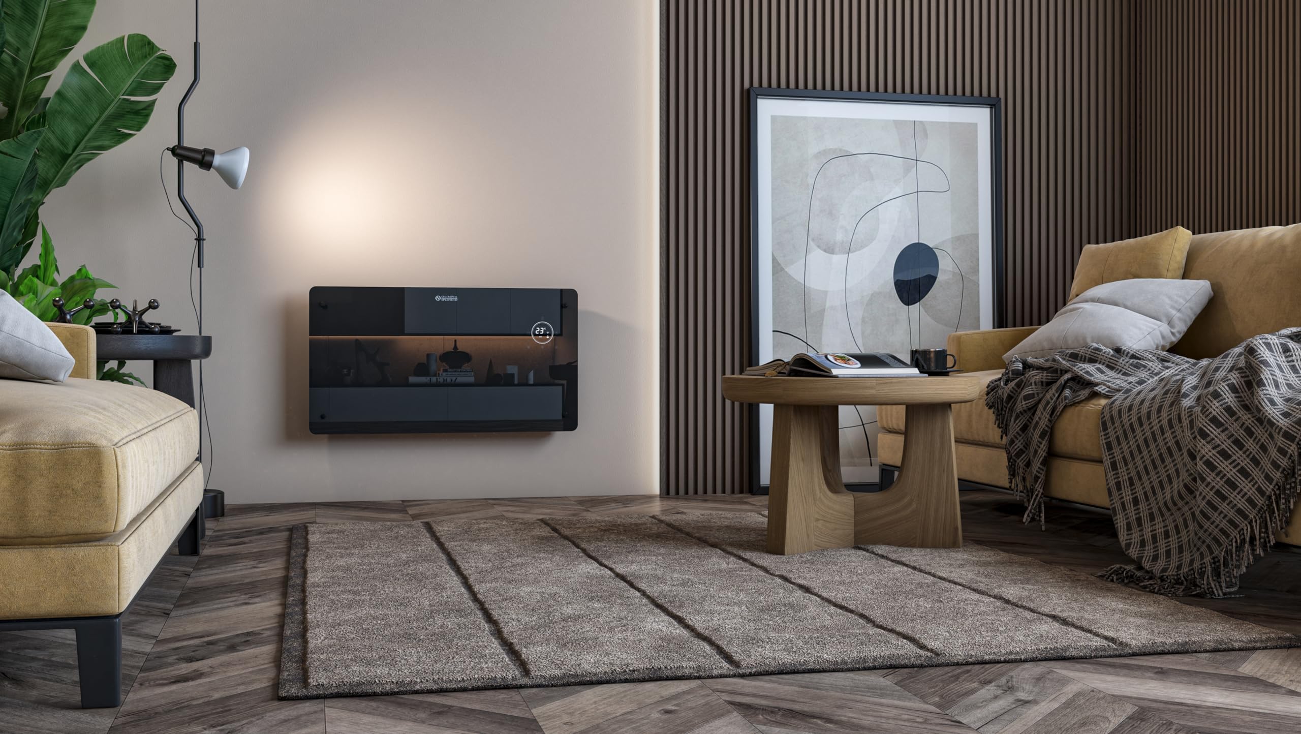 Olimpia Splendid 99238 Caleo Glass WiFi - Termoconvettore 2.000 W, da parete o pavimento, riscalda 60 m³