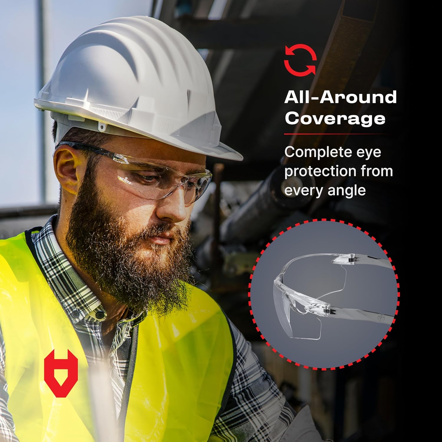 NoCry ANSI Z87.1 Safety Glasses with Scratch Resistant Coating - Anti Fog Safety Glasses, Clear Safety Eyewear for Men, 100% UV Resistant Eye Protection Glasses - Suitable for Indoor or Outdoor Use - Image 8