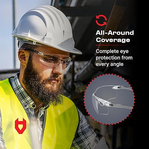 Miniatura 8 de NoCry Gafas de seguridad protectoras ligeras con clasificación ANSI Z87.1, transparentes, resistentes a los arañazos, lentes antiniebla, adecuadas