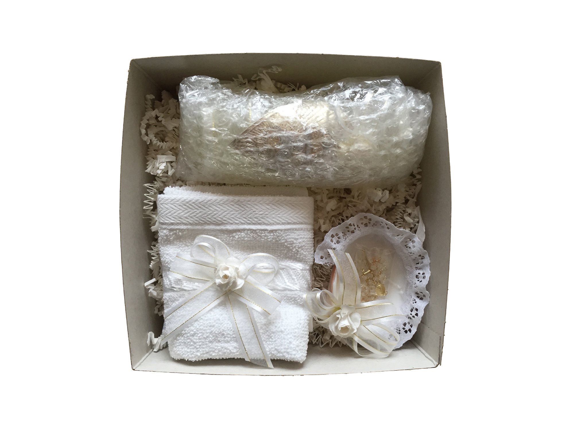 Baptism Kit Christening Catholic Handmade Includes Rosary Towel Candle