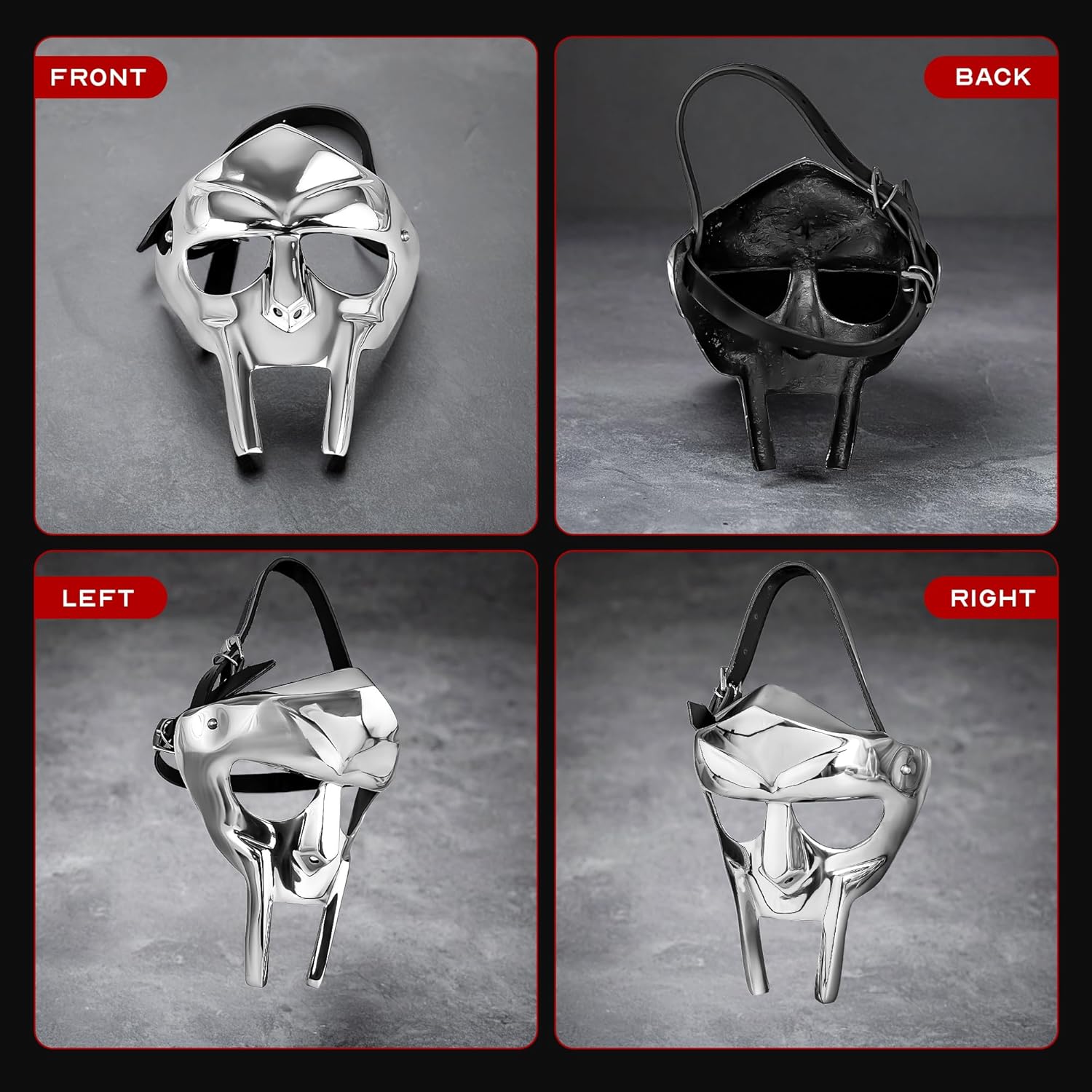 MF Doom Mask – Handcrafted Aluminum Gladiator Helmet Inspired by Doctor Doom | Lightweight Metal Mask for Halloween, Cosplay, LARP, and Display | Gift for Men, Boyfriend or Brother - Image 3