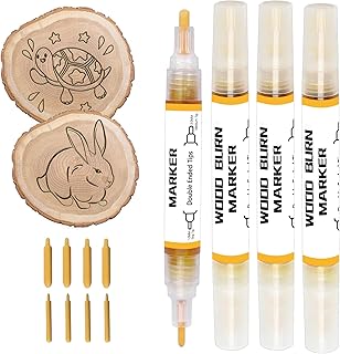 4 PCS Wood Burn Marker Pens, Wooden Burning Pens - Ideal for Making Gifts & Handicrafts. Suitable for Beginners (Comes with 8 Nibs)