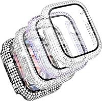 Vista 10 de CHANCHY Paquete de 4 fundas compatibles con Apple Watch de 1.654 pulgadas con protector de pantalla, 200 carcasas brillantes con diamantes