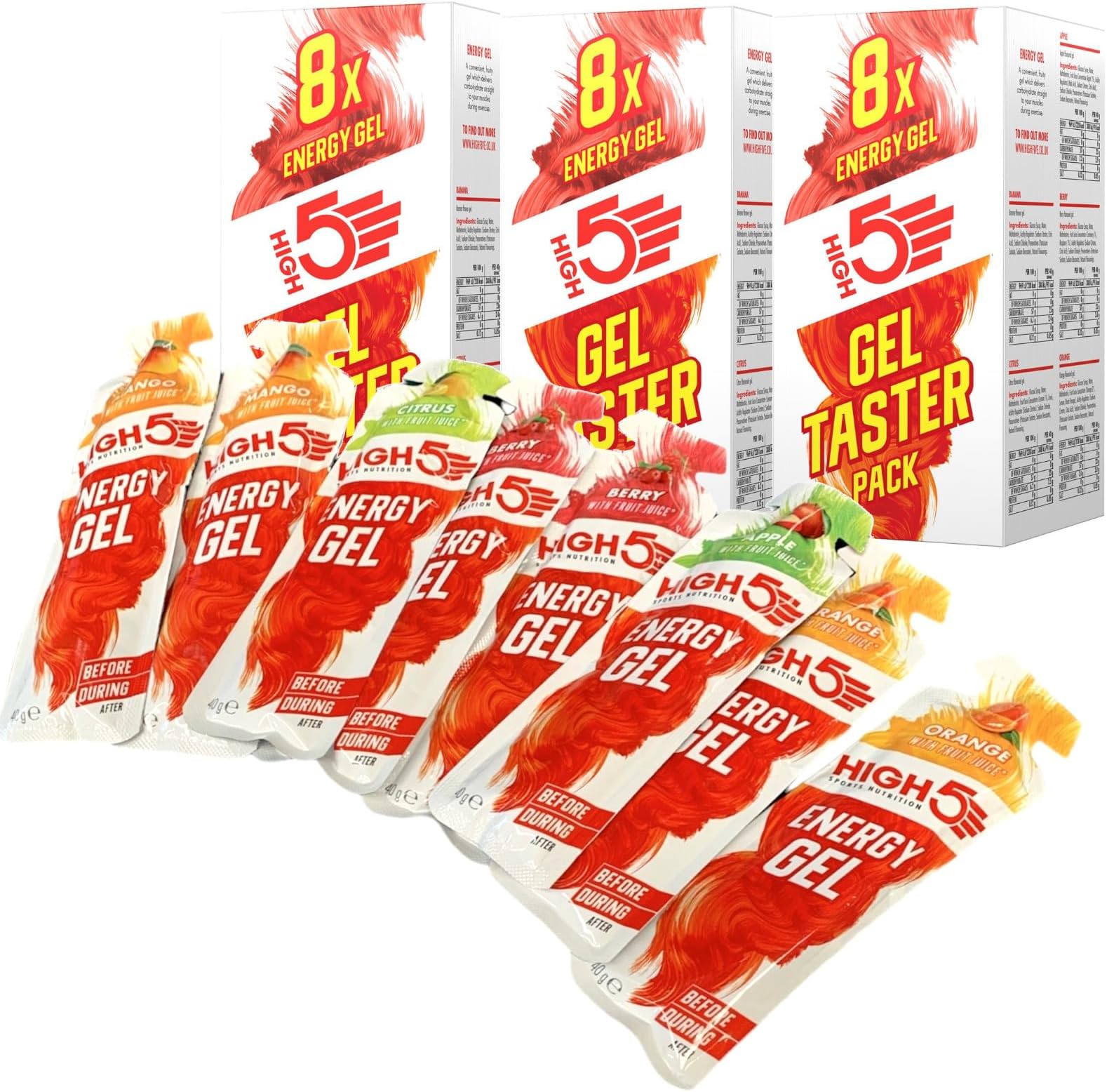 ContrastHigh5 Energy Gel Taster Packs - Mixed Flavours (Pack of 24)
