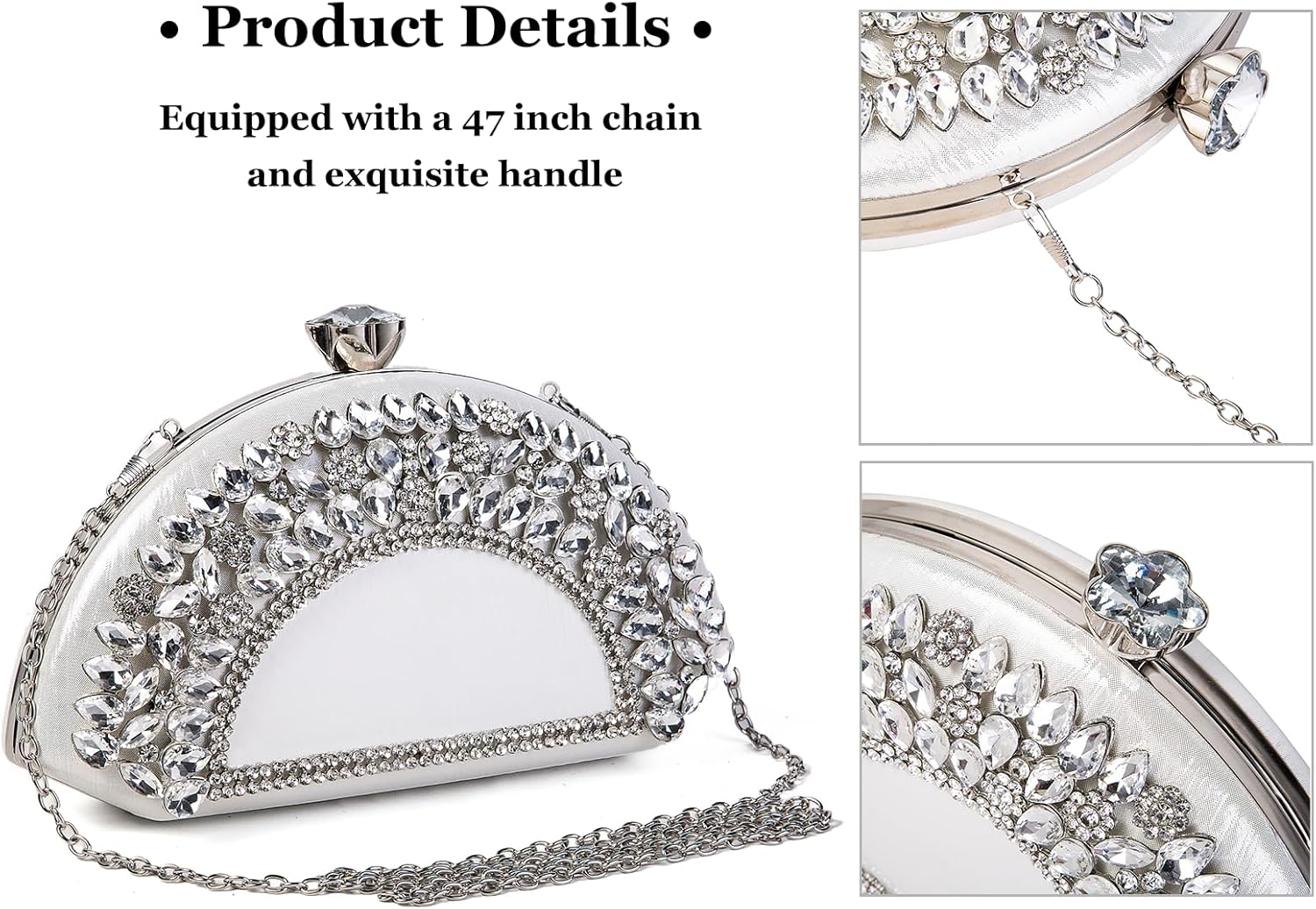 Womens Sparkly Rhinestone Glitter Clutch Purse Evening Handbag Shoulder Bag for Wedding Party Prom