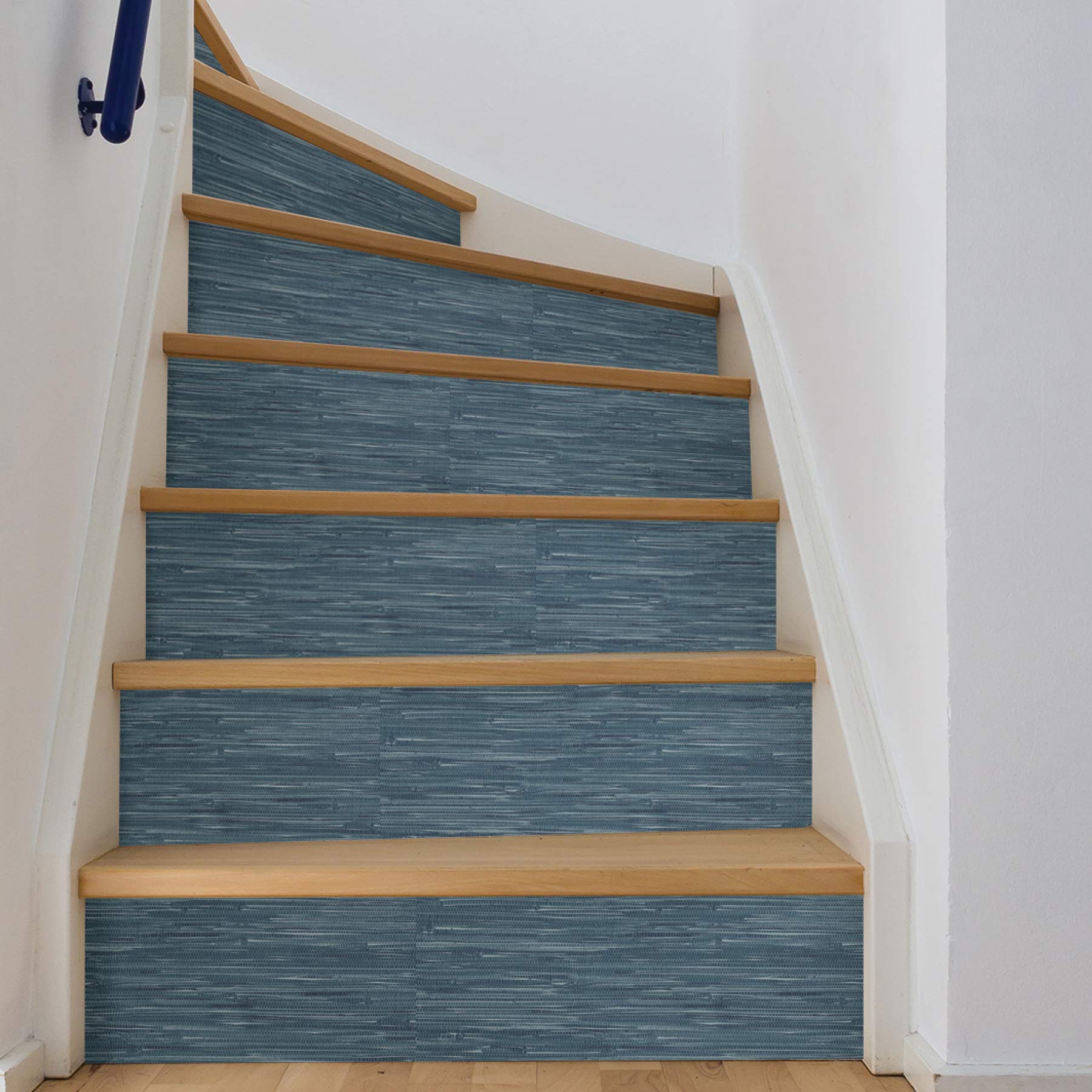 NuWallpaper NU2874 Navy Grassweave Peel & Stick Wallpaper, Blue