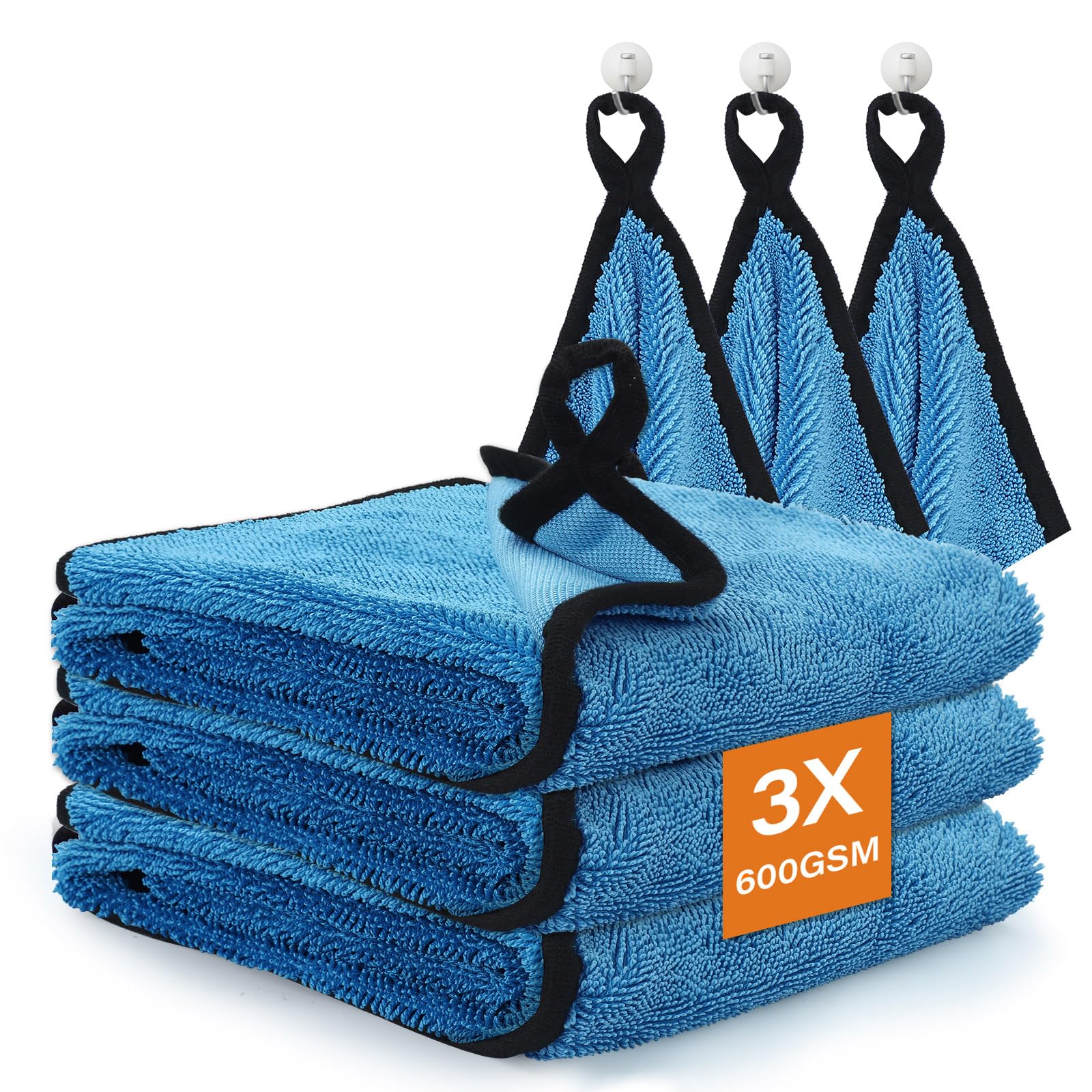 WUFANC Trockentuch Dusche 2er Pack - Mikrofasertücher Auto Trockentuch, Fussel und Streifenfrei, Extrem Saugfähig - Microfasertücher Handtücher 60x40cm für Verschiedene Anlässe
