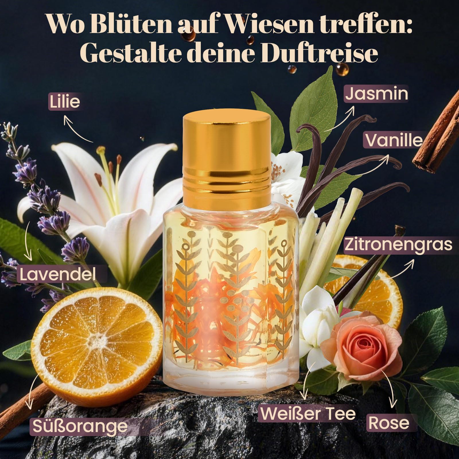 JUYRLE Parfüm Selber Machen Set, Kreative Bastelset Erwachsene DIY Set | Roll-On Perfume Oil Making Kit, Mini Düfte Roller mit Ätherisches Öl Klein Sprühflasche, Als Geschenk für Damen / Frauen