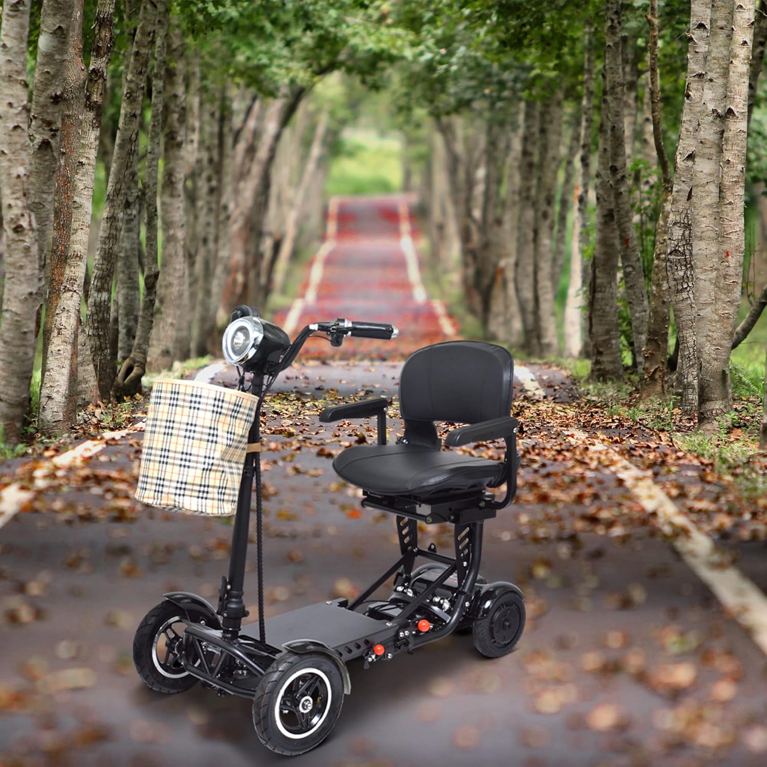 Powered Mobility Scooters for Adults, Foldable Electric Scooter with Seat, Long Range Folding Mobility Scooter for Seniors, 4 Wheel Power Motorized Travel Scooter (Black, Up to 25+ Miles) : Health & Household