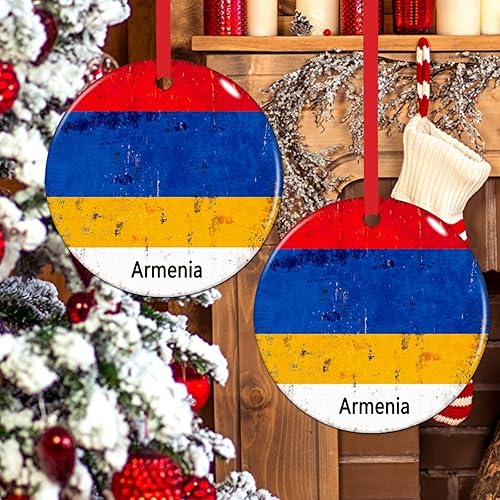 Vista 154 de Chipre - Adornos colgantes para árbol de Navidad, bandera nacional de Chipre, adornos de cerámica para decoraciones de Navidad, regalo de viajero
