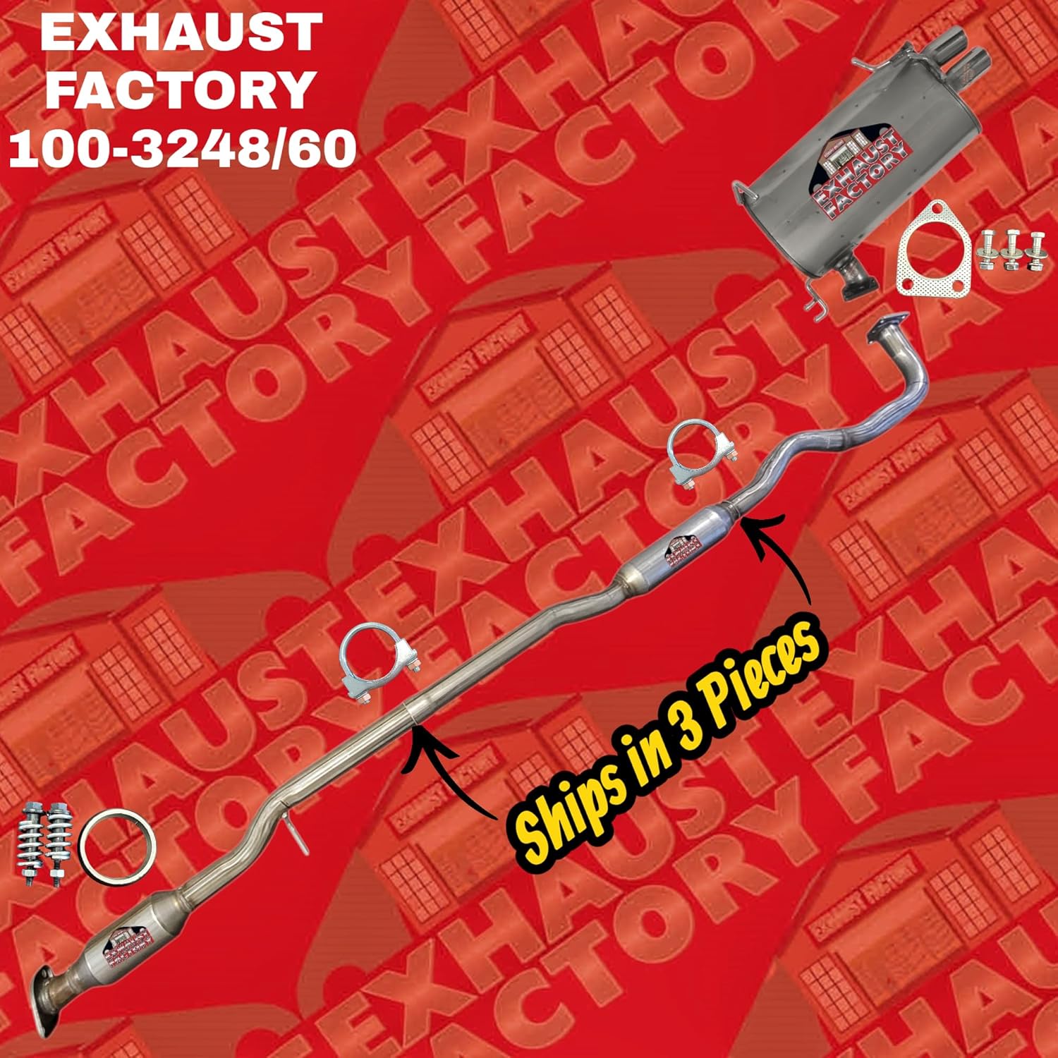 EF 100-3248/3060 CATALYTIC CONVERTER RESONATOR PIPE & MUFFLER ASSEMBLY FITS 2007-2013 MITSUBISHI OUTLANDER 3.0L ENG