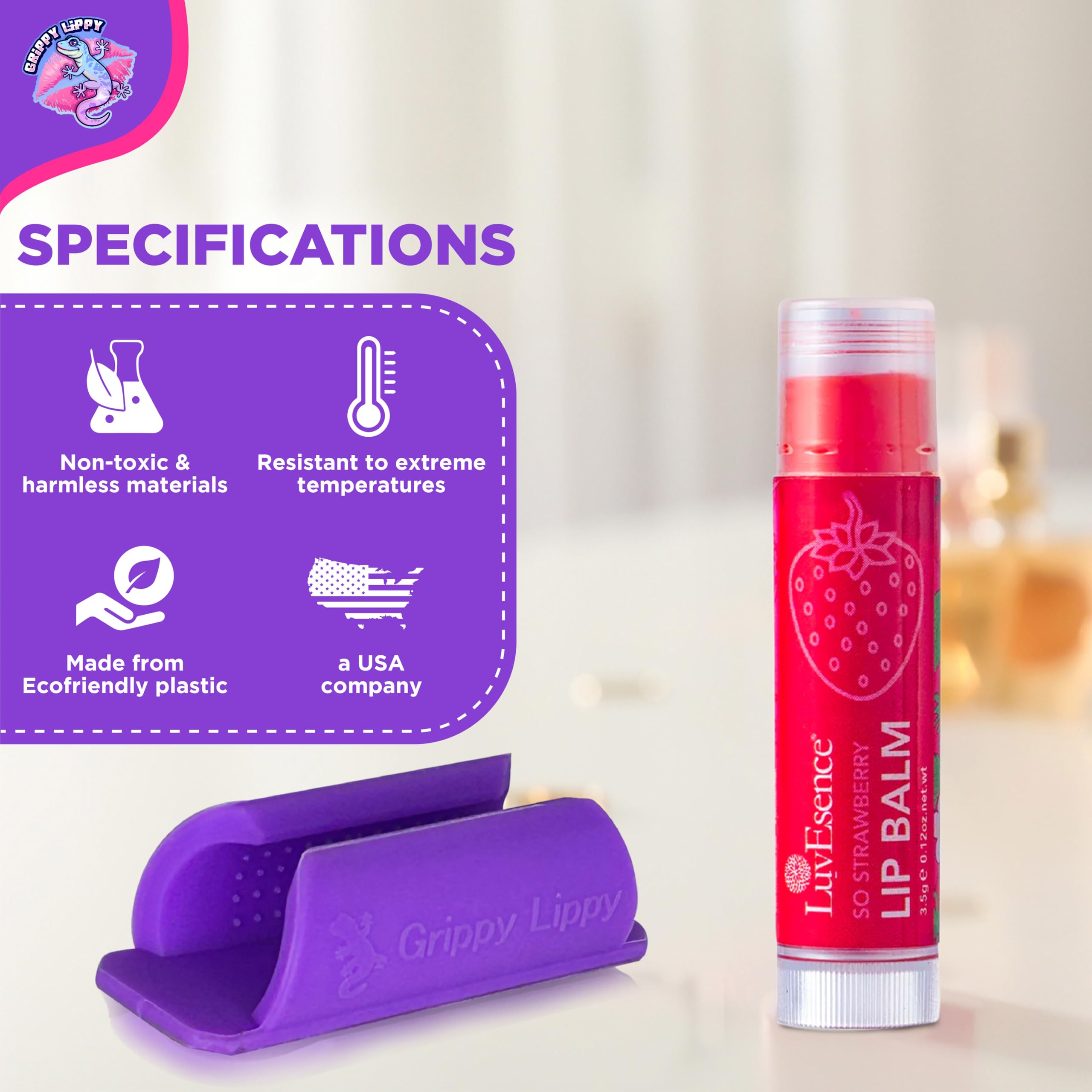 Amazon.com : Grippy Lippy Durable Lip Balm Holder - 2 Pack in Pink
