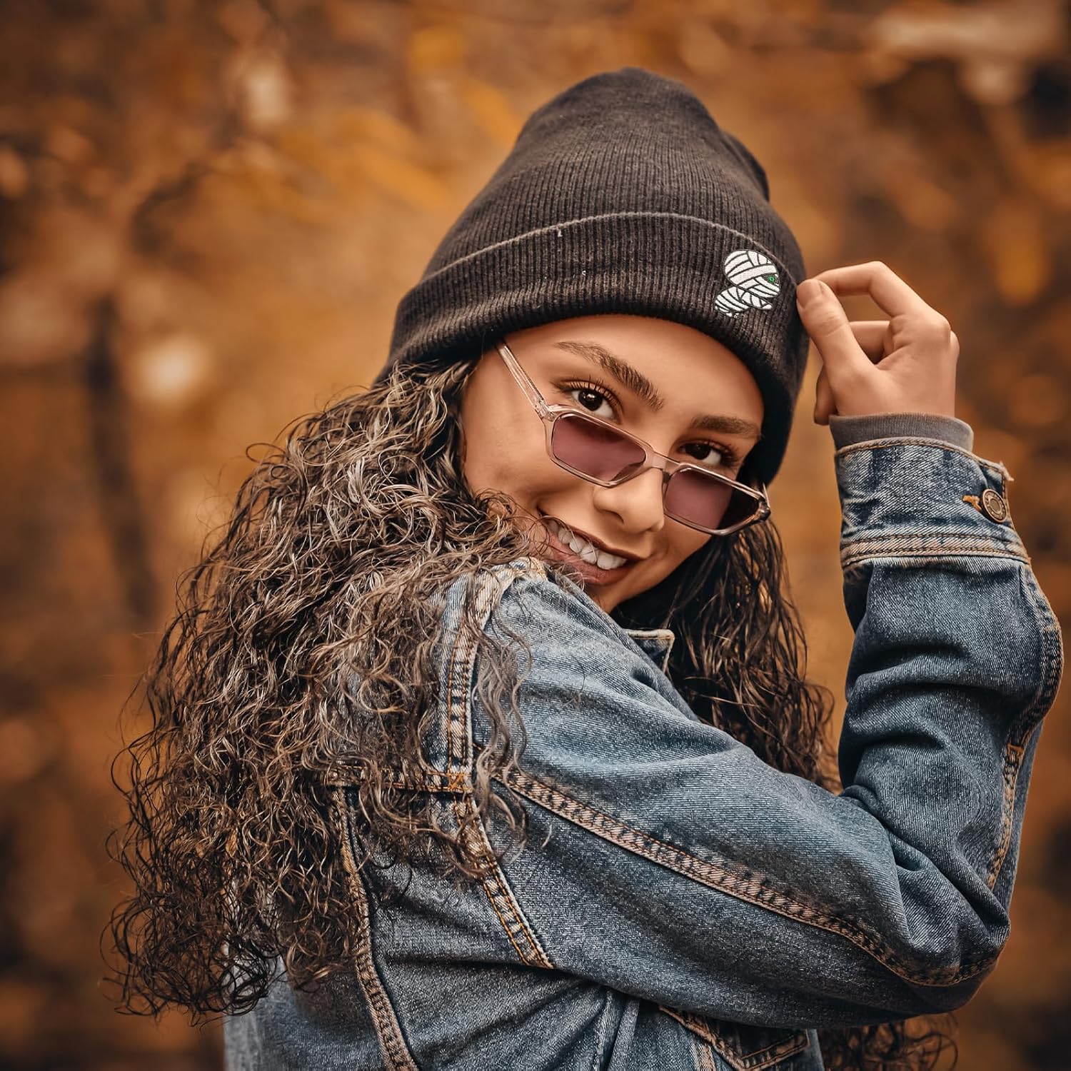 Embroidered Cool Cute Knit Beanie Hats for Men Women Emo Gothic Christmas Halloween Skull Goth Skeleton Gifts Winter Presents - Image 5