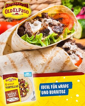 Old El Paso Wrap Tortillas - Mexican Whole Grain Wraps - 1 x 350g