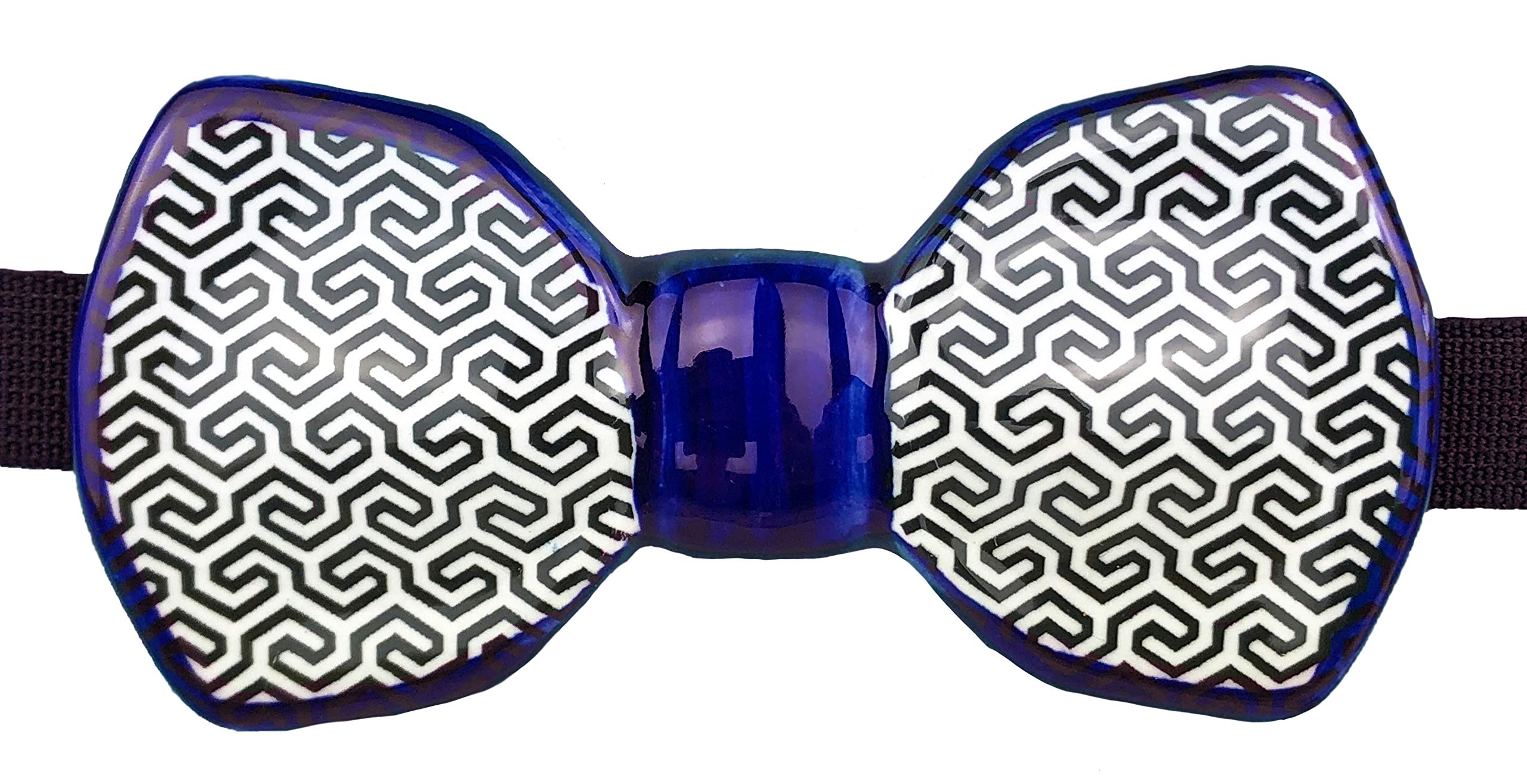 Papillon in ceramica blu fantasia geometrica made in italy