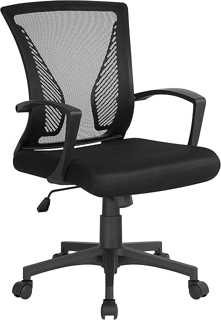 costoffs Ergonomic Office Chair Adjustable Computer Chair Mesh Swivel Chair with Back Support and Wheels for Home Study or Conference Manger Work Black