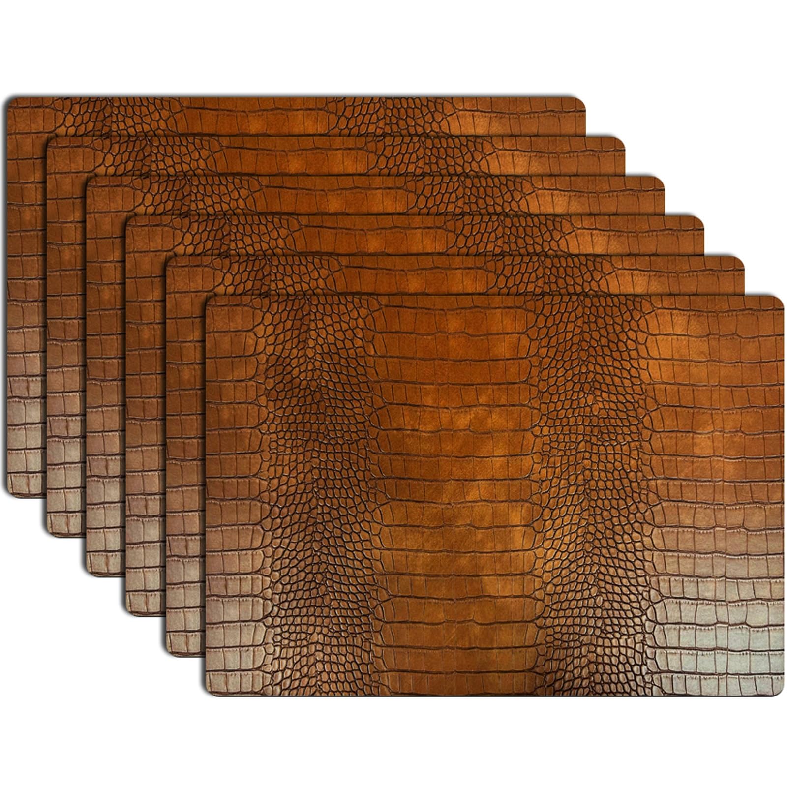 Décoration de Table, Sets de Table, Set de Table de Cuisine Motif Crocodile, Lot de 4/6, Cuir PU résistant à la Chaleur et imperméable