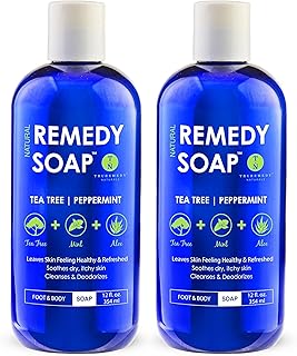 Truremedy Naturals 12oz Tea Tree Oil Body Wash - Pack of 2 - Tea Tree Soap with Aloe and Peppermint Oil - Moisturizing Foot Wash - Suitable for All Skin Types
