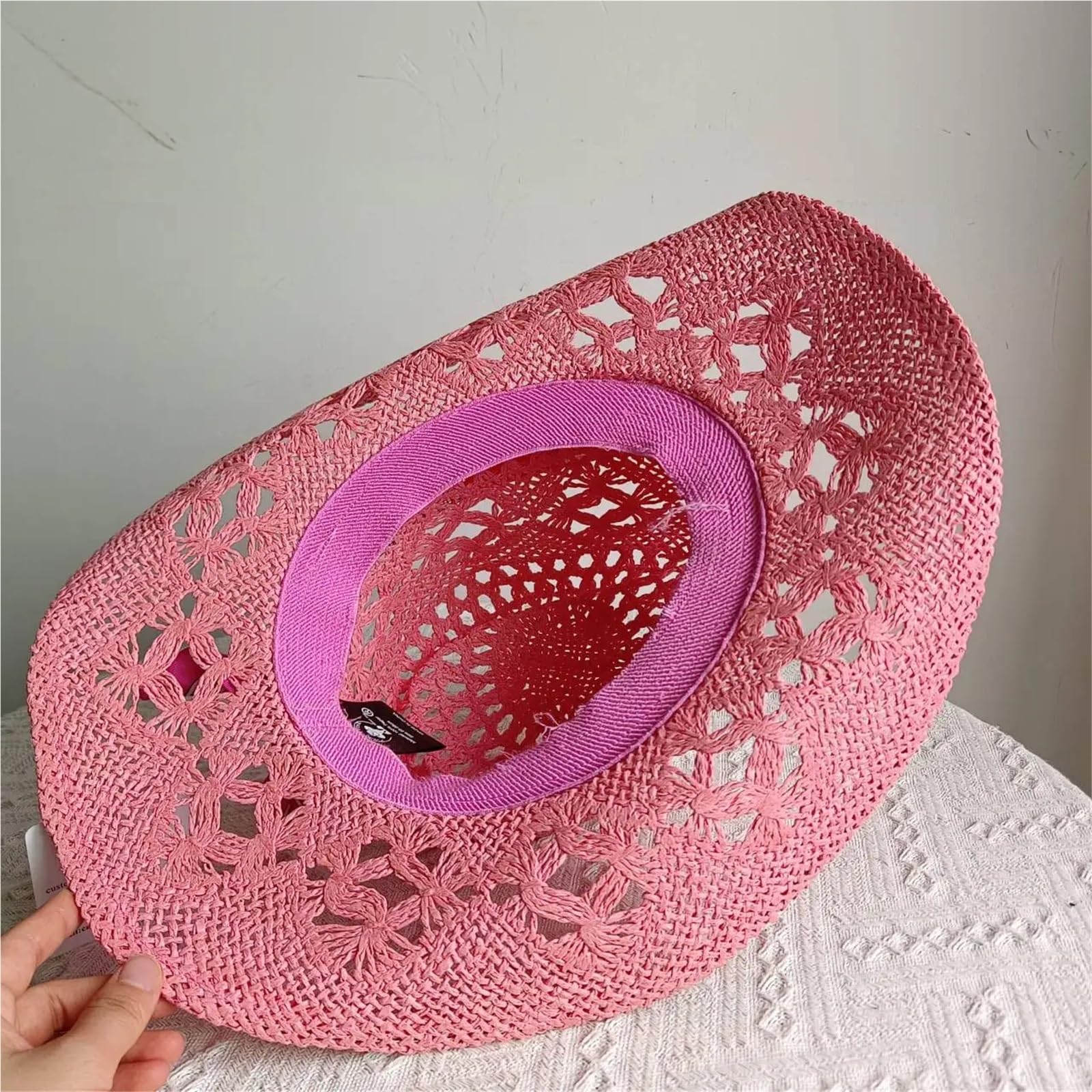 Cappello Paglia Cowboy Cappello Estivo in Paglia da Cowboy Intrecciato a Mano