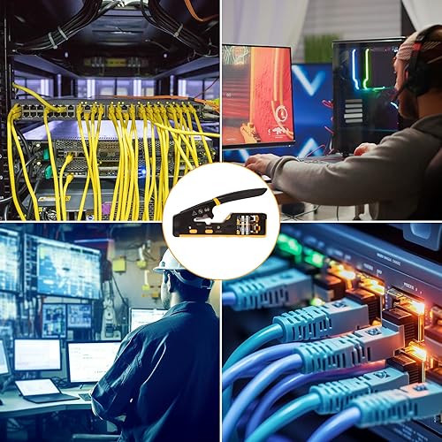 Miniatura 7 de Doppy Herramienta de crimpado RJ45RJ11RJ12 Cortador de crimpado Ethernet para Cat6a Cat6 Cat5e Cat5,6P8P, Herramienta de alambre todo en uno Ethernet