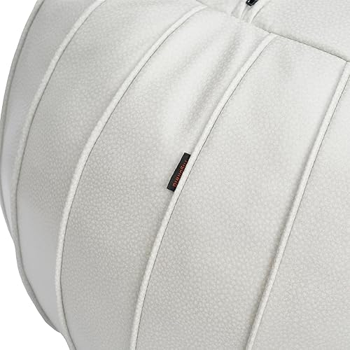 Miniatura 6 de Thgonwid - Reposapiés de gamuza sintética hecho a mano con puf otomano de 23 x 14 in, reposapiés redondo para sala, dormitorio y debajo de la mesa,