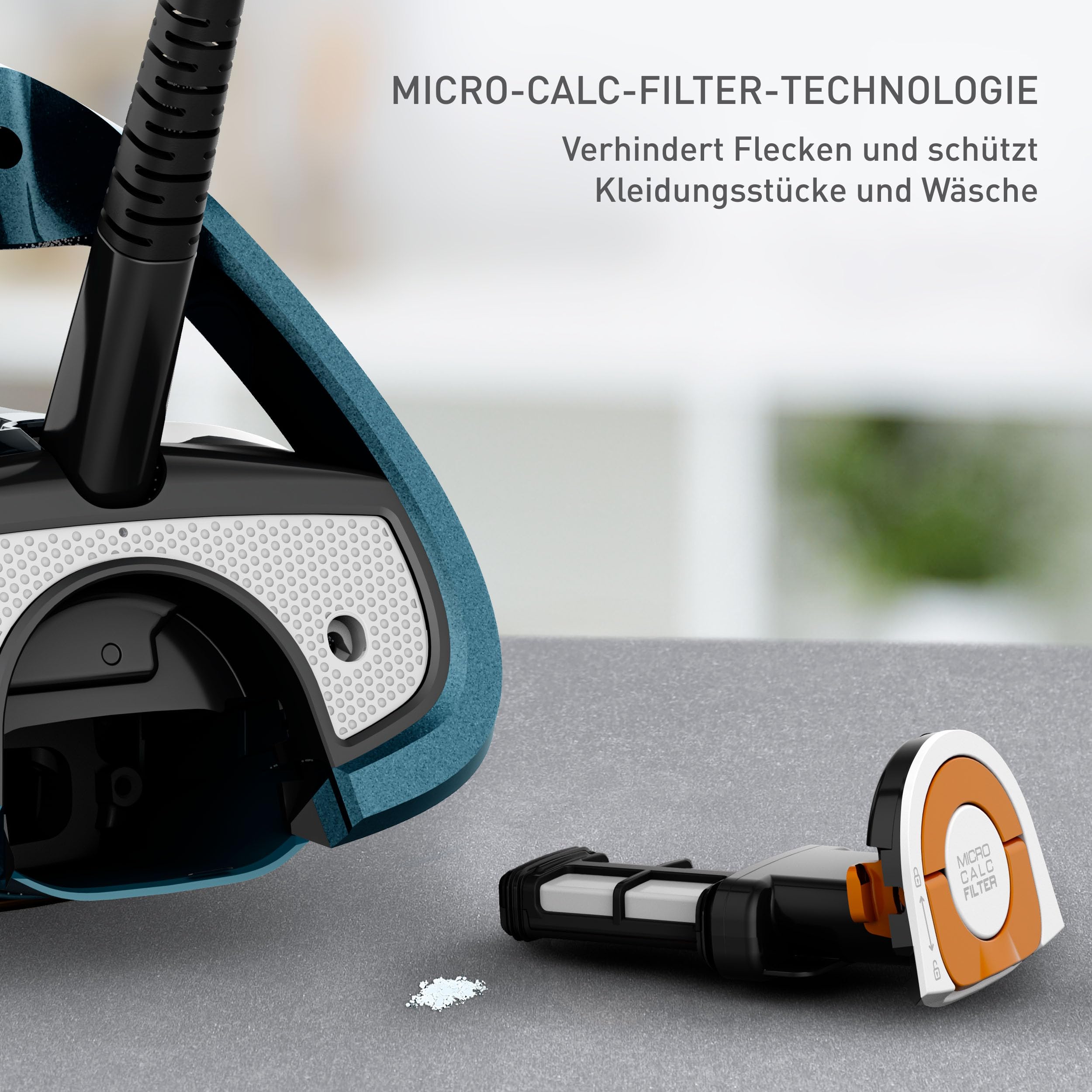 Tefal Ultimate Pure Dampfbügeleisen, 3200 Watt, kraftvoller Dampf, 300 g/Min. extra Dampfstoß, AutoClean Bügelsohle, Micro Calc, Abschaltautomatik, Tropfstopp, Schwarz/Blau, FV9851E0