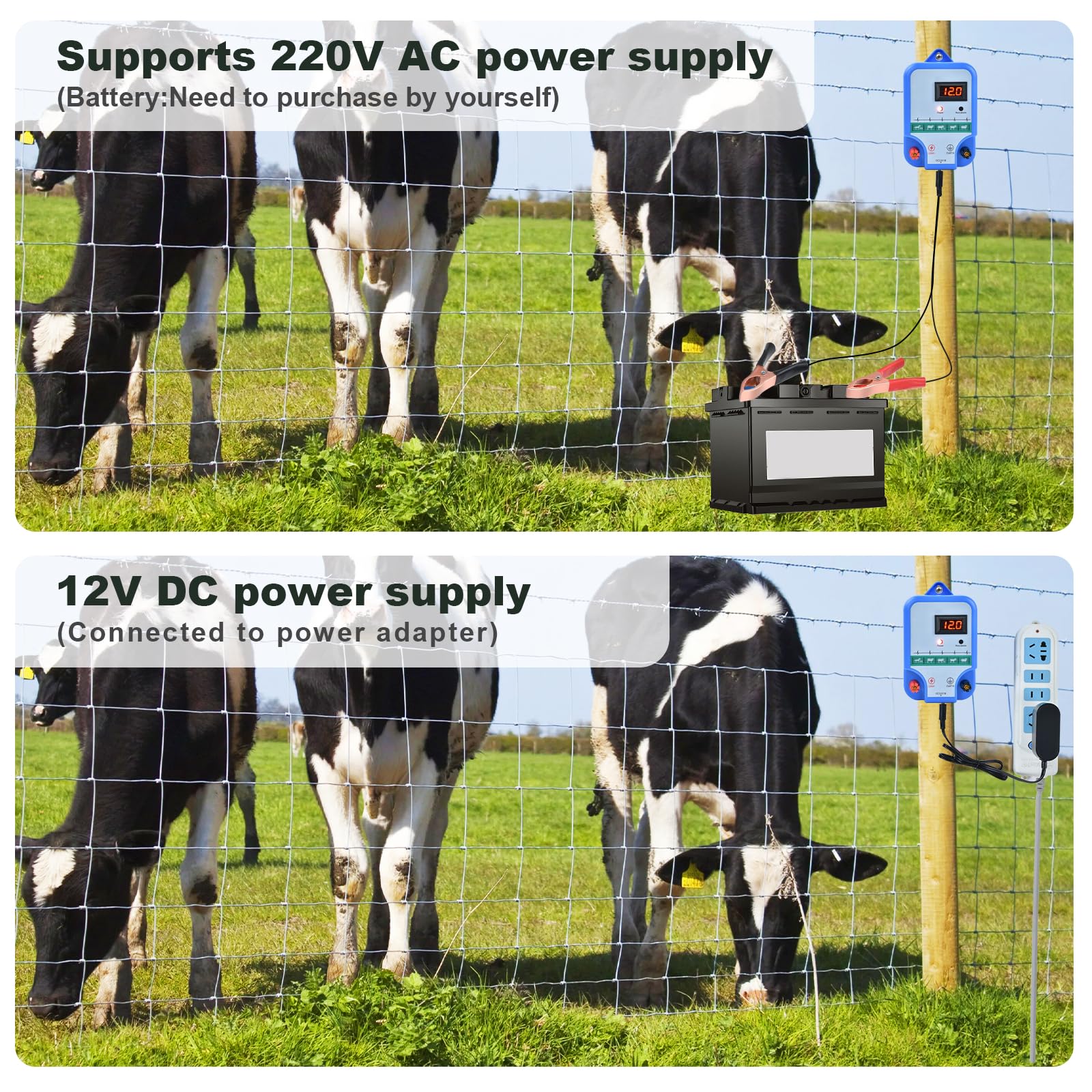 15KM Recinzione elettrica per animali con 200MT PER Recinti elettrici ,2J elettrificatore per recinto elettrico,recinti elettrici per Galline Pecore maiali Volpi,Per azienda agricola pascolo giardino