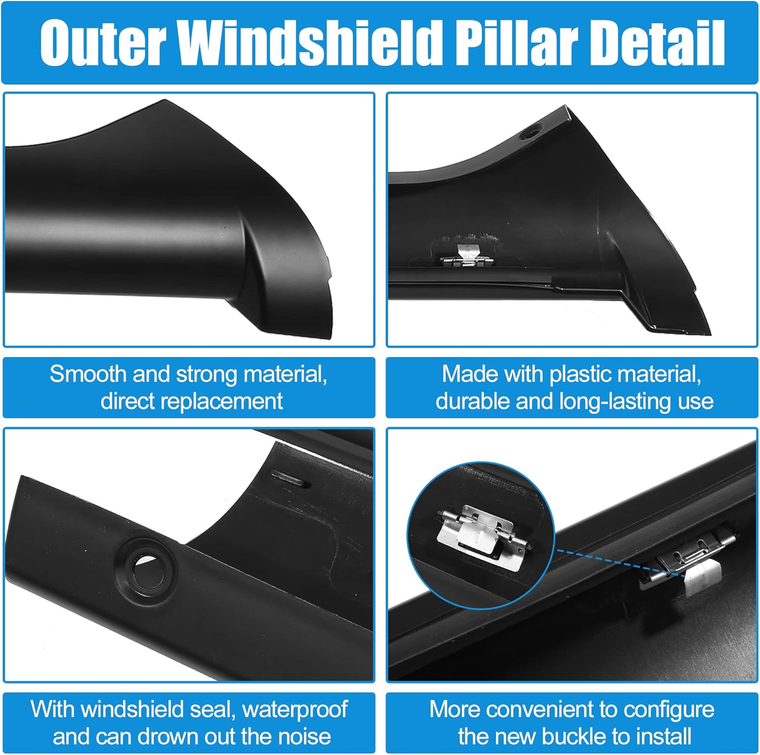 X AUTOHAUX Pair Windshield A Pillar Trim Exterior for Land Rover Discovery 1999-2004 Driver and Passenger Outer Side DCB500060PMA DCB500070PM Front Left and Right