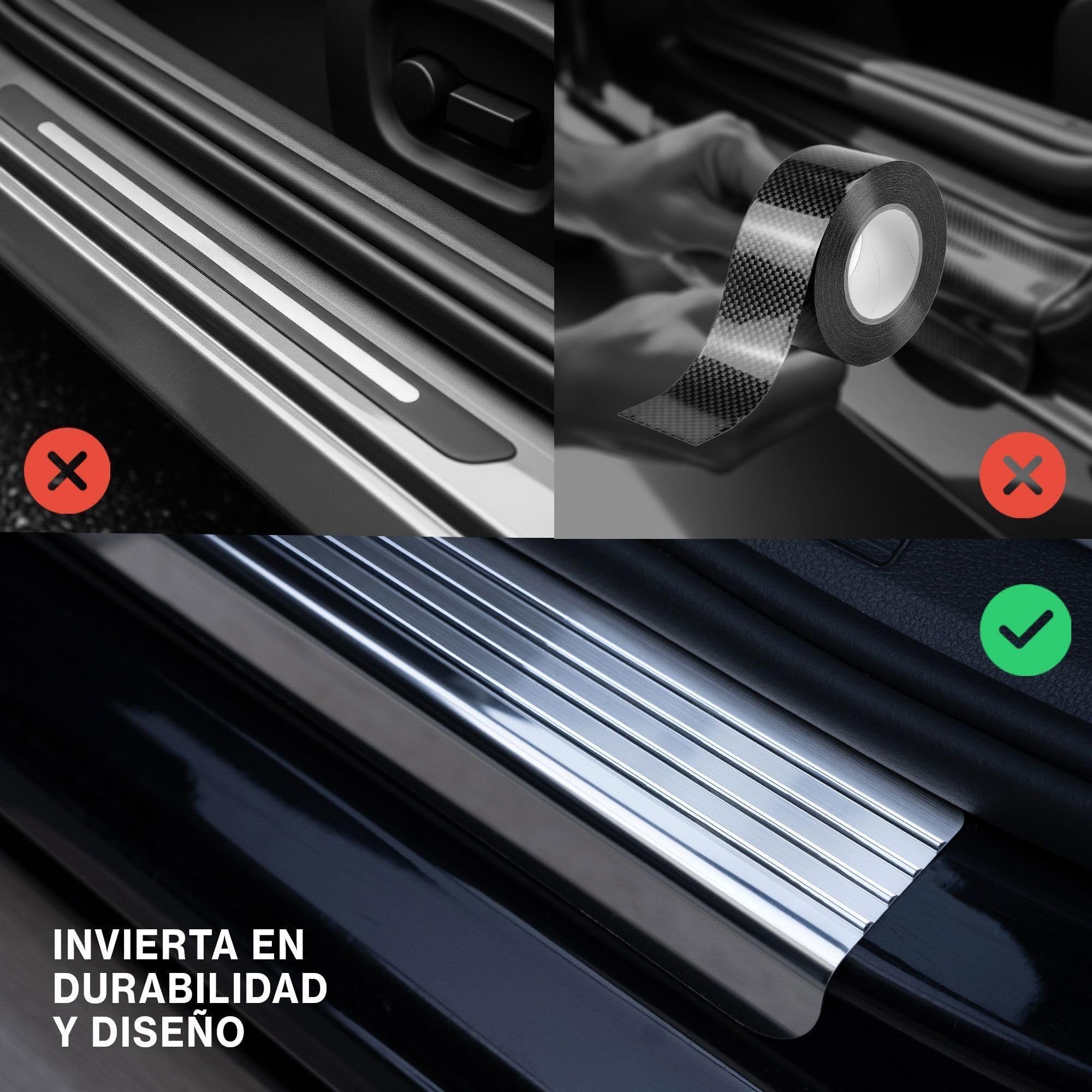 CHROMEMASTER | Protector de Umbral de Puerta Compatible con Honda HR-V III 2021+ | Acero Inoxidable; Protección Antirrayaduras para Umbral - Accesorio de Coche Adhesivo - Juego de 4 Piezas