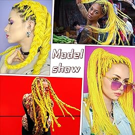 Yellow Braiding Hair Pre-Stretched Hair Extensions Braiding hair 26 inch 3 Packs Synthetic Crochet Braids, Hot Water Setting Professional Soft Yaki Texture. (26inch(3Packs),Yellow)