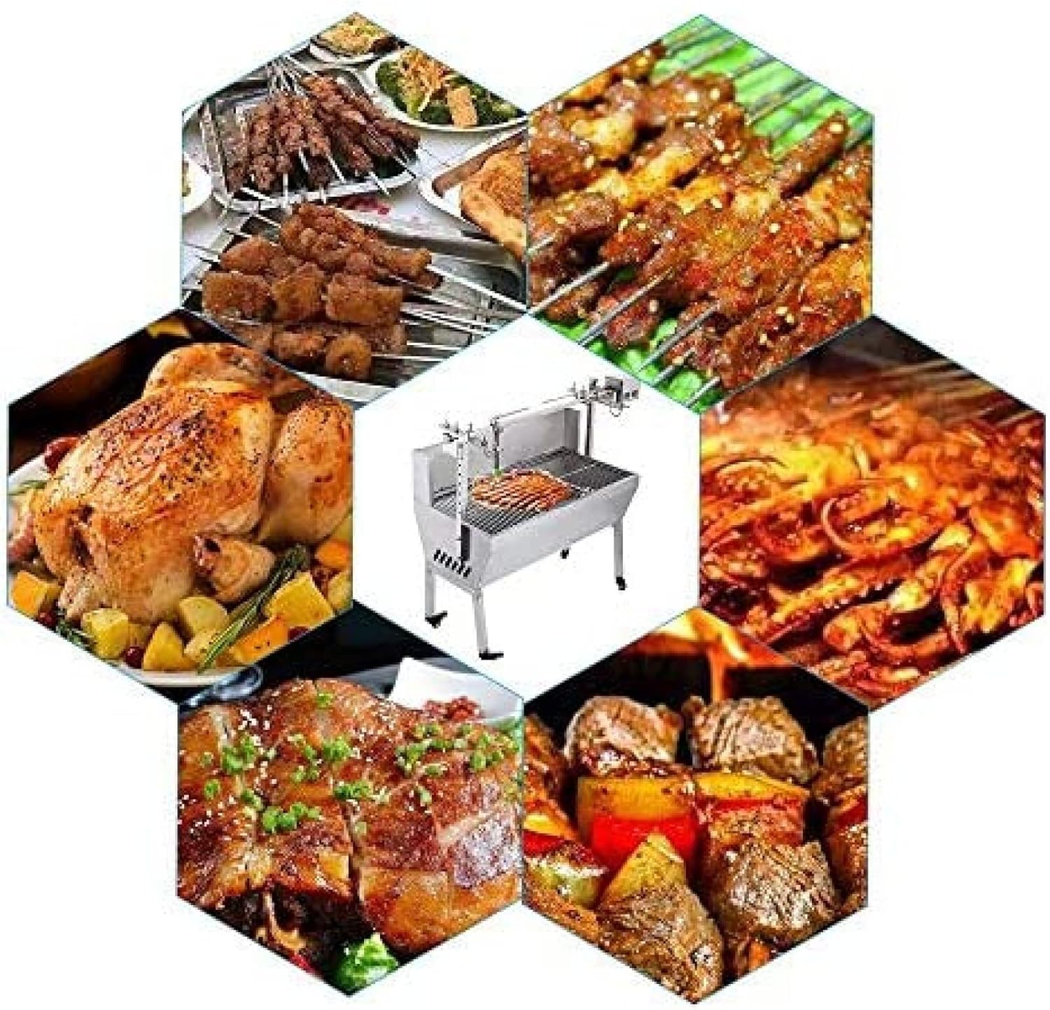 Automatic Electric Barbecue Grill Kit, Universal Outdoor Camping Motor Kit, Rotisserie Rotisserie, Stainless Steel Large Grill for Lamb Rotisserie with Pa