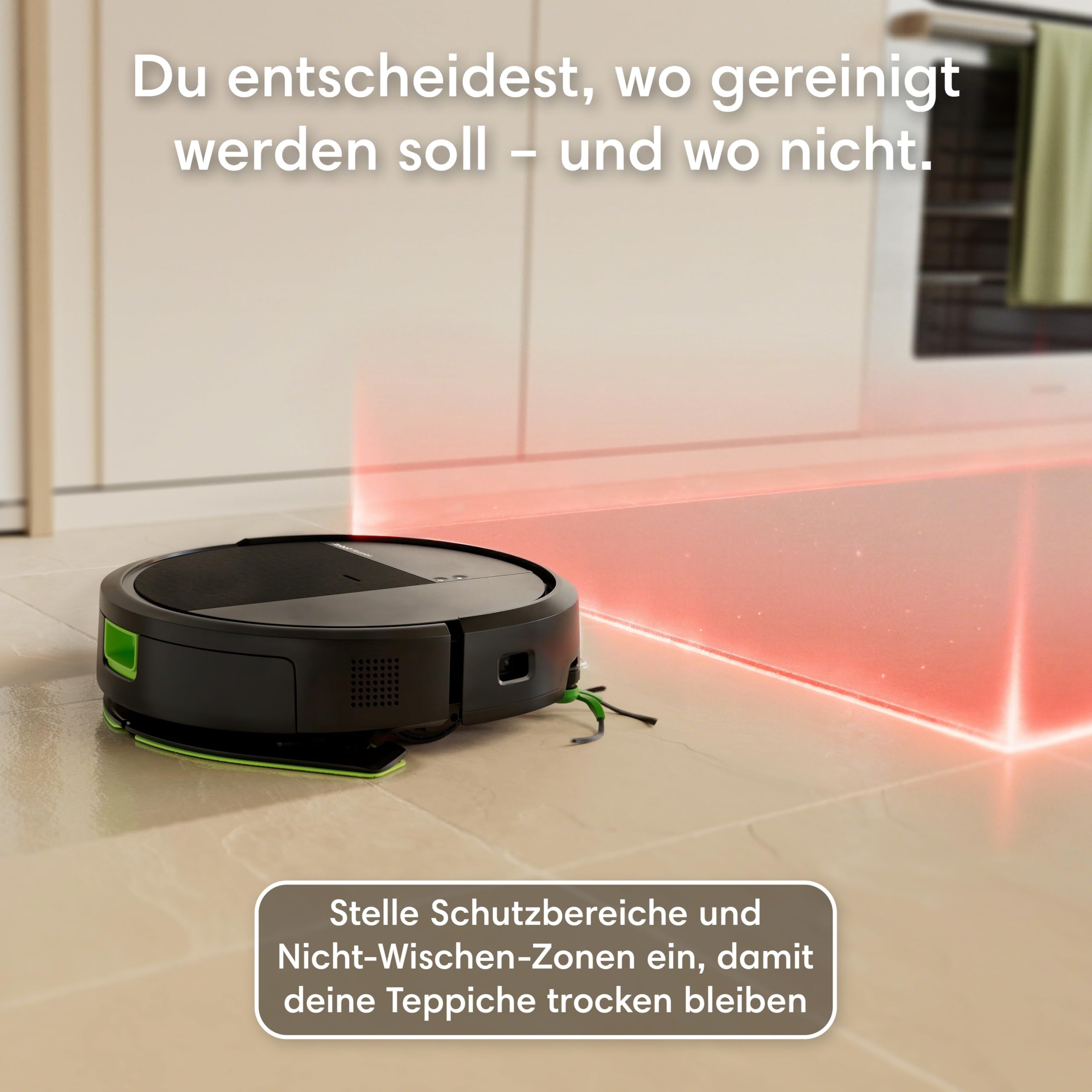 iRobot Roomba® 115 Combo Saug- und Wischroboter, 15k Pa Saugleistung, Bürsten und Wischpad reichen, Navigation mit Clearview™ LiDAR, Schwarz
