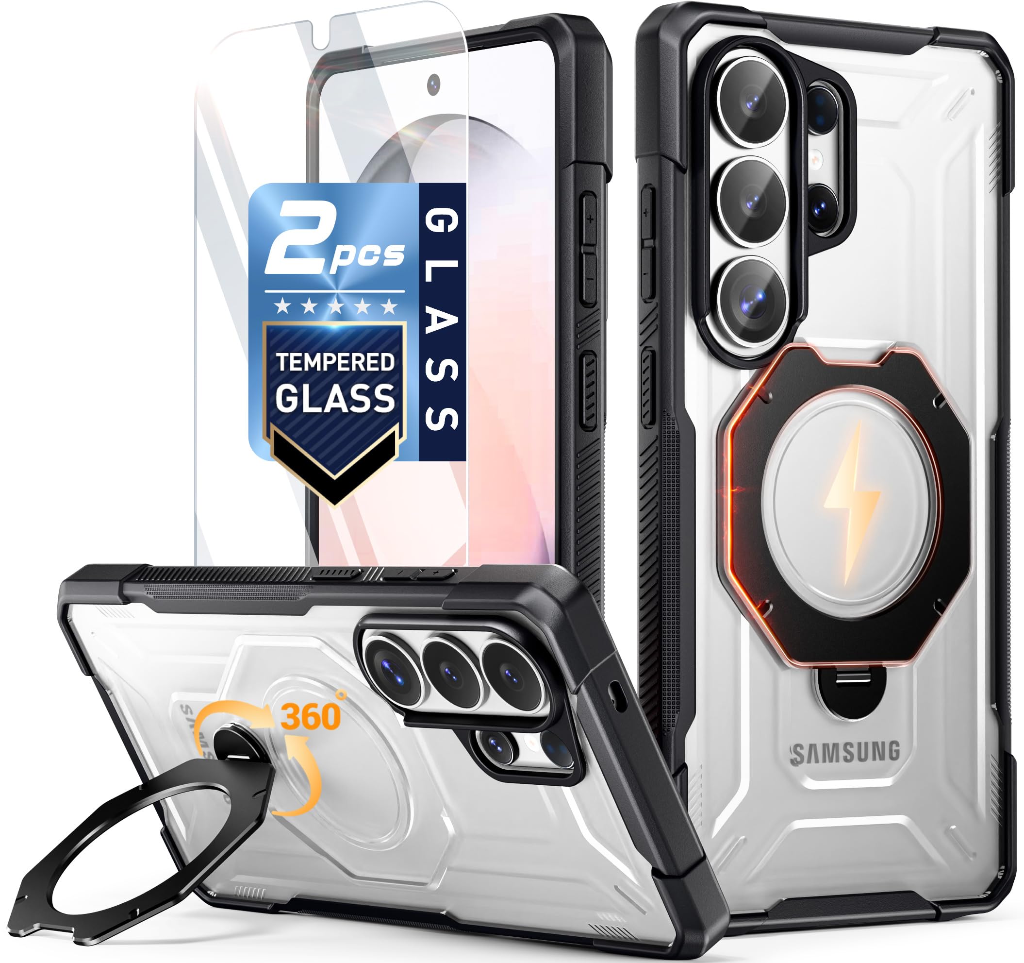 Poetic for Samsung Galaxy S26 Ultra Case 360 Rotate Magnetic Ring Kickstand Compatible with MagSafe Military Grade Drop