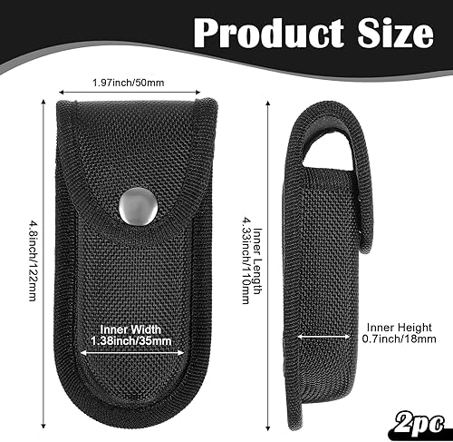 Miniatura 2 de Funda de nailon para cuchillos de bolsillo de 5 pulgadas, funda plegable para cinturón con cierre a presión, funda universal multiherramienta para